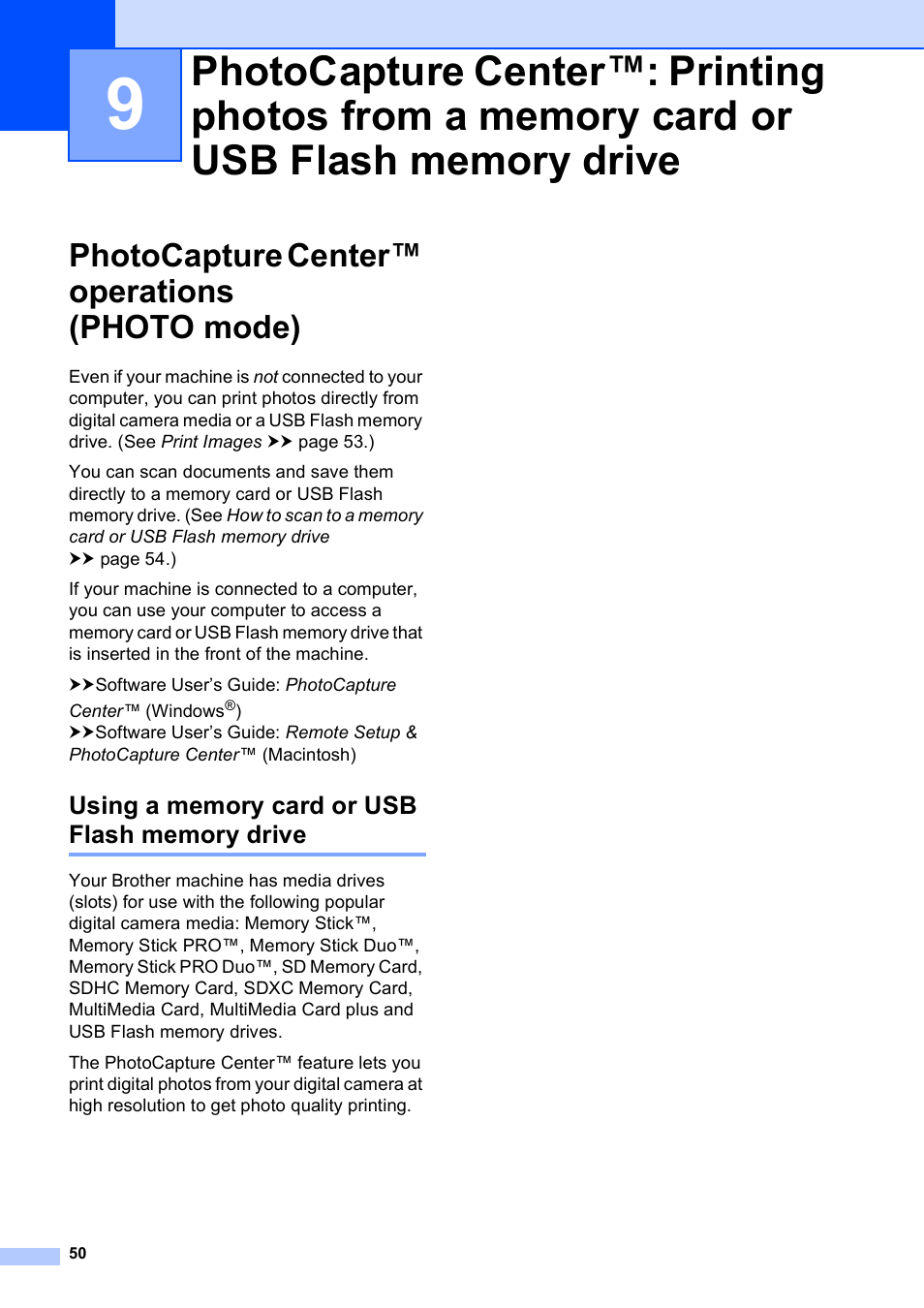 Photocapture center™ operations (photo mode), Using a memory card or usb flash memory drive | Brother Printer MFC-J5910DW User Manual | Page 64 / 155