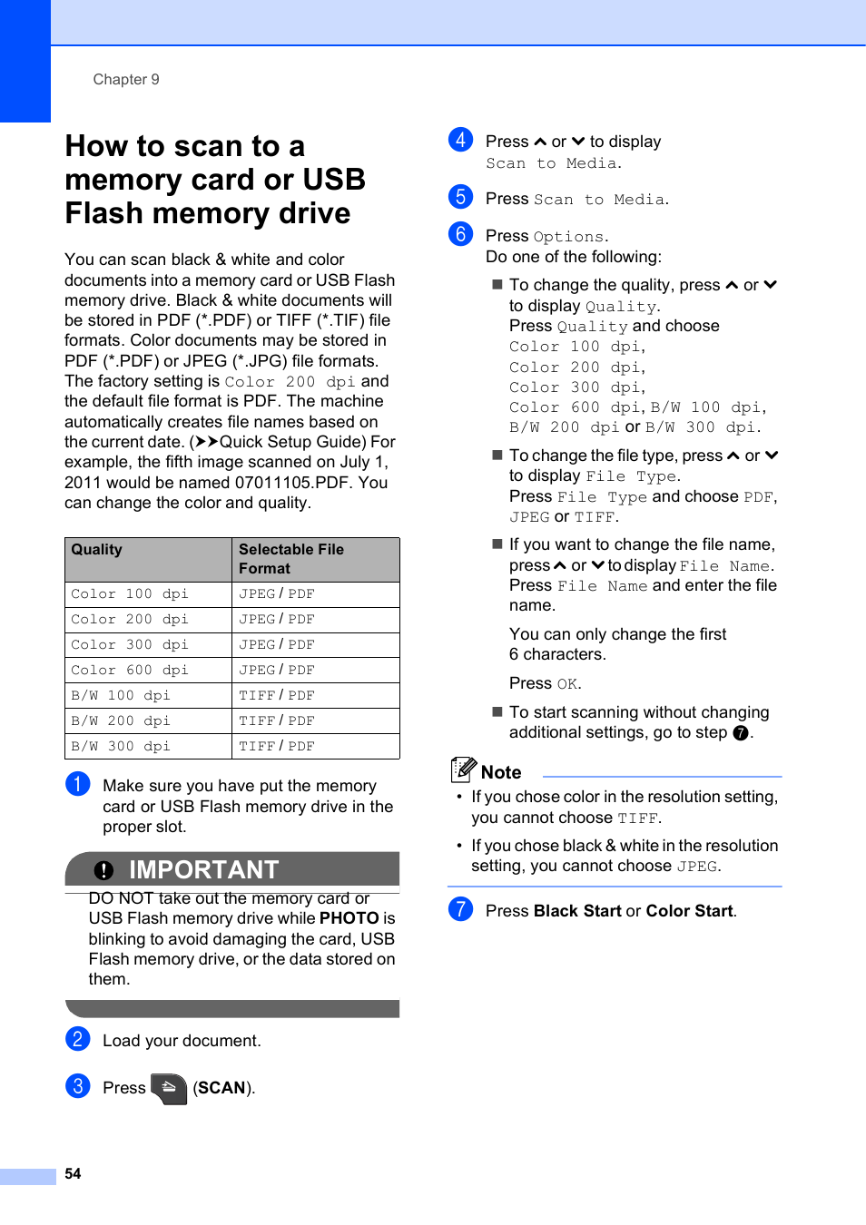 Important | Brother Printer MFC-J5910DW User Manual | Page 68 / 155
