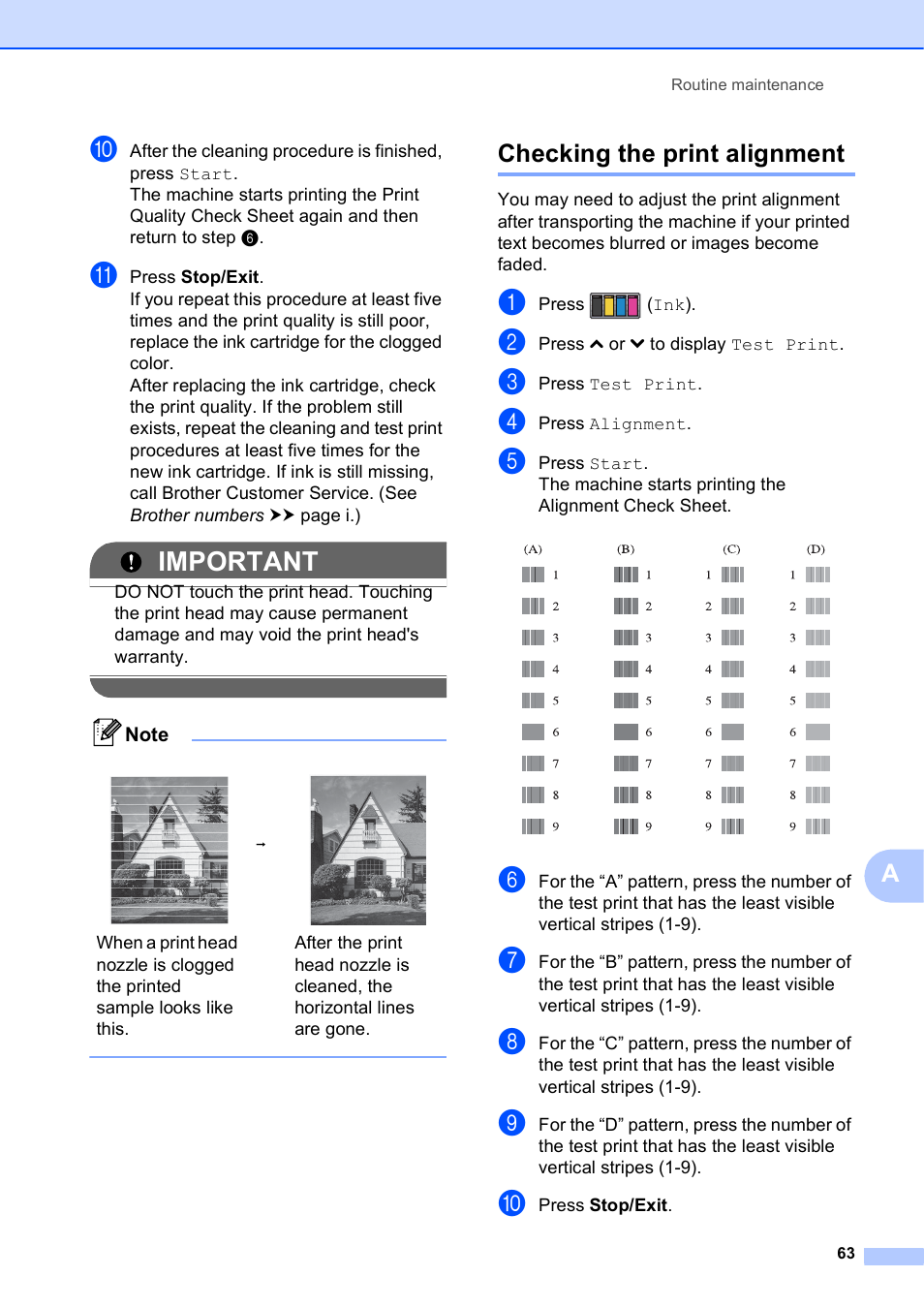 Checking the print alignment, Important | Brother Printer MFC-J5910DW User Manual | Page 77 / 155