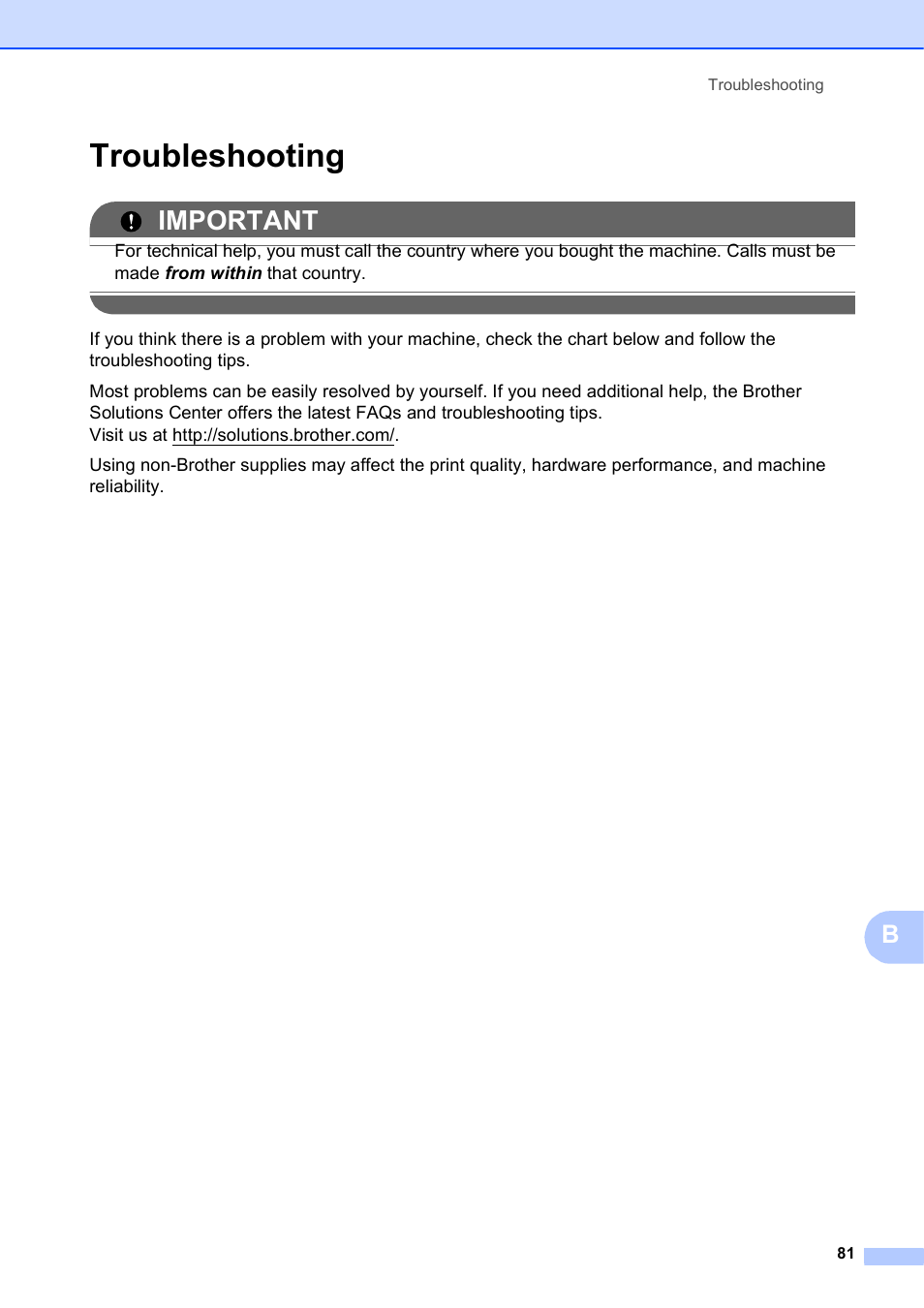 Troubleshooting, Important | Brother Printer MFC-J5910DW User Manual | Page 95 / 155