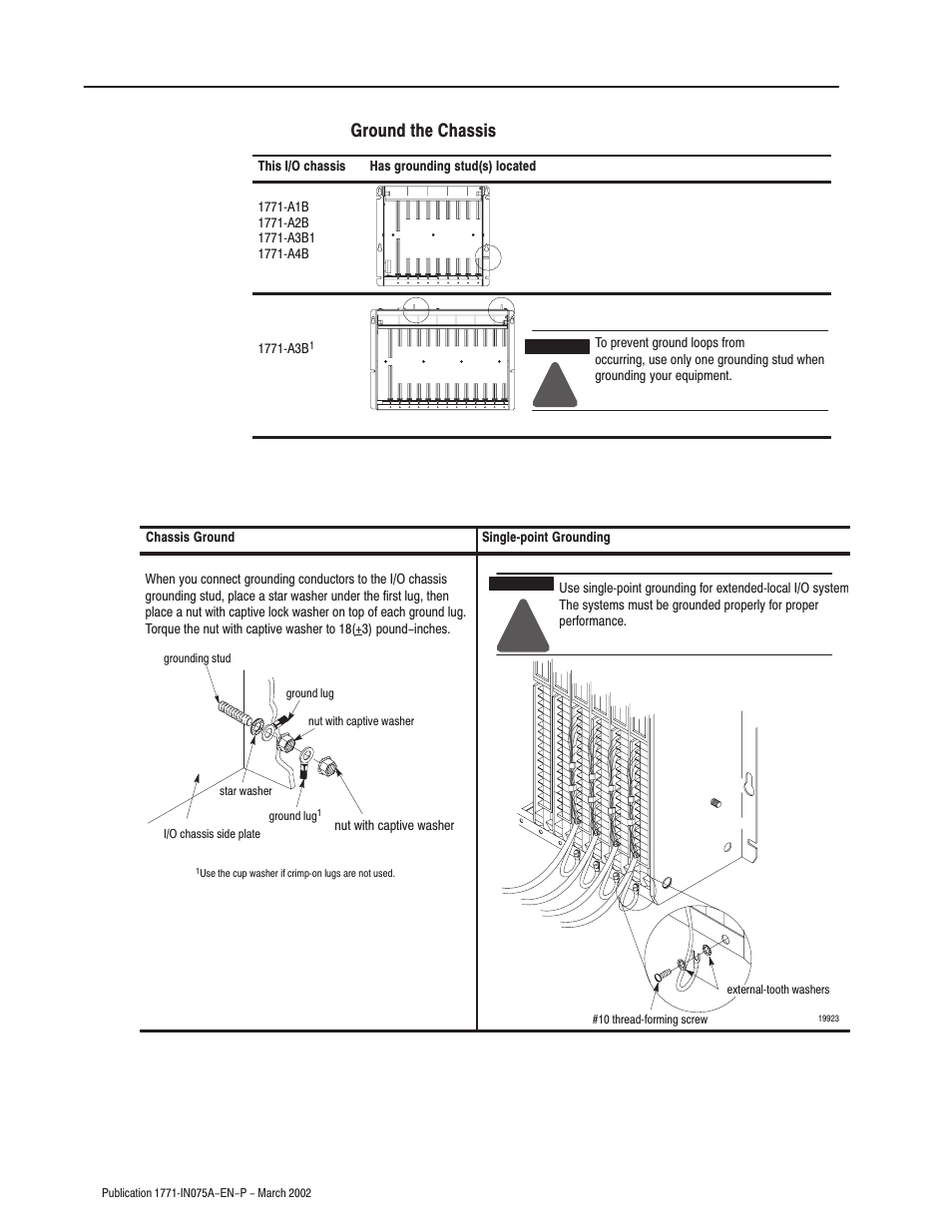 Ground the chassis | Rockwell Automation 1771-A1B_A2B_A3B_A3B1_A4B SERIES B Universal I/O Chassis Installation Instructions User Manual | Page 10 / 20
