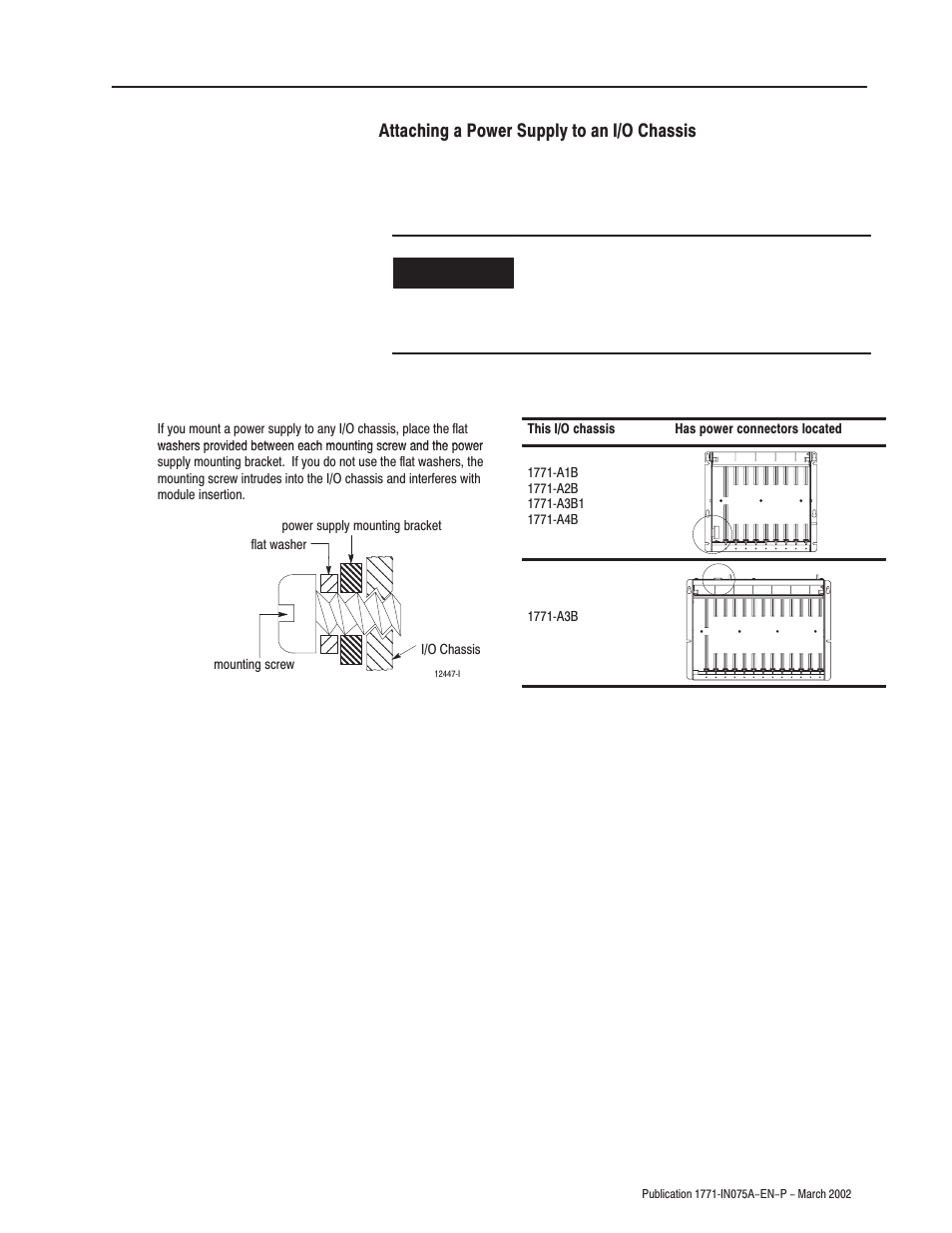 Attaching a power supply to an i/o chassis | Rockwell Automation 1771-A1B_A2B_A3B_A3B1_A4B SERIES B Universal I/O Chassis Installation Instructions User Manual | Page 15 / 20