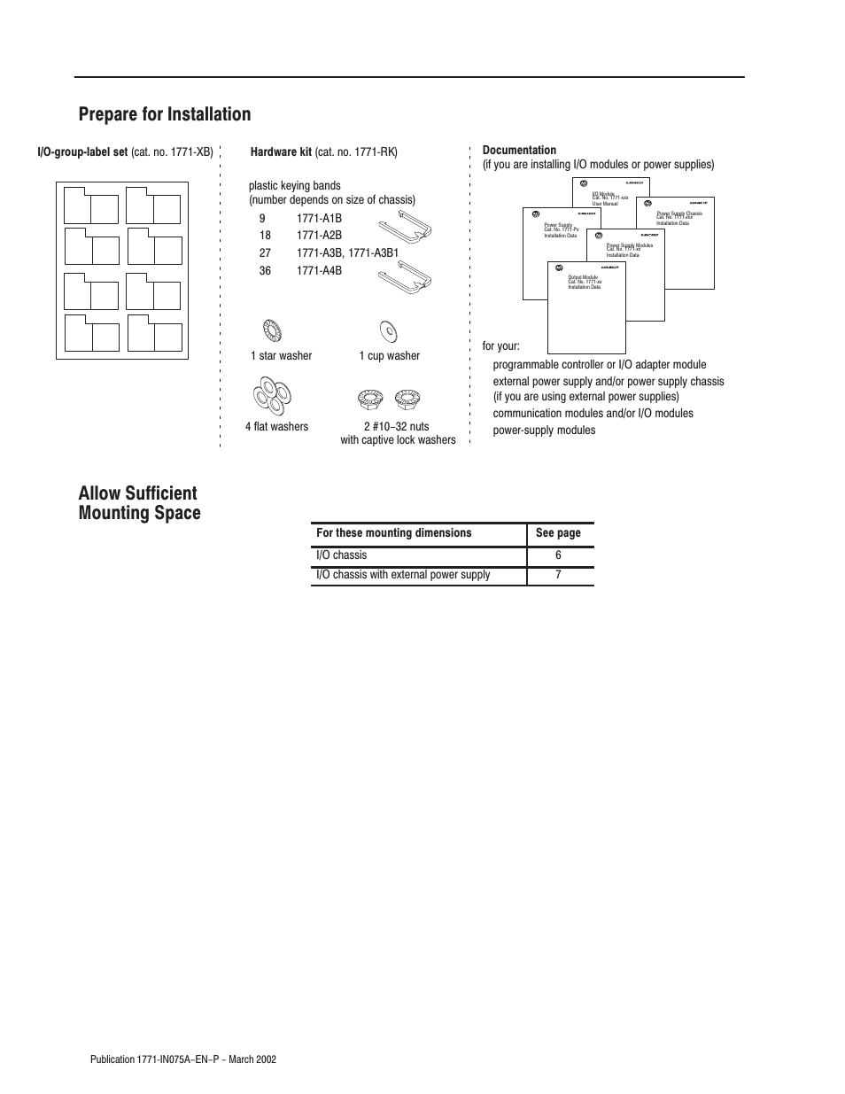 Make sure you have these items | Rockwell Automation 1771-A1B_A2B_A3B_A3B1_A4B SERIES B Universal I/O Chassis Installation Instructions User Manual | Page 4 / 20