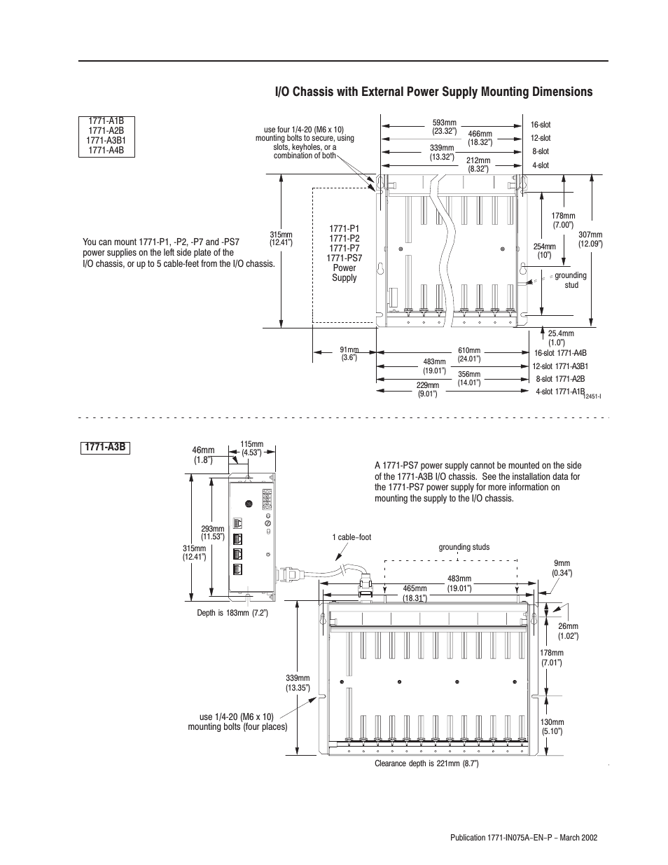 Rockwell Automation 1771-A1B_A2B_A3B_A3B1_A4B SERIES B Universal I/O Chassis Installation Instructions User Manual | Page 7 / 20