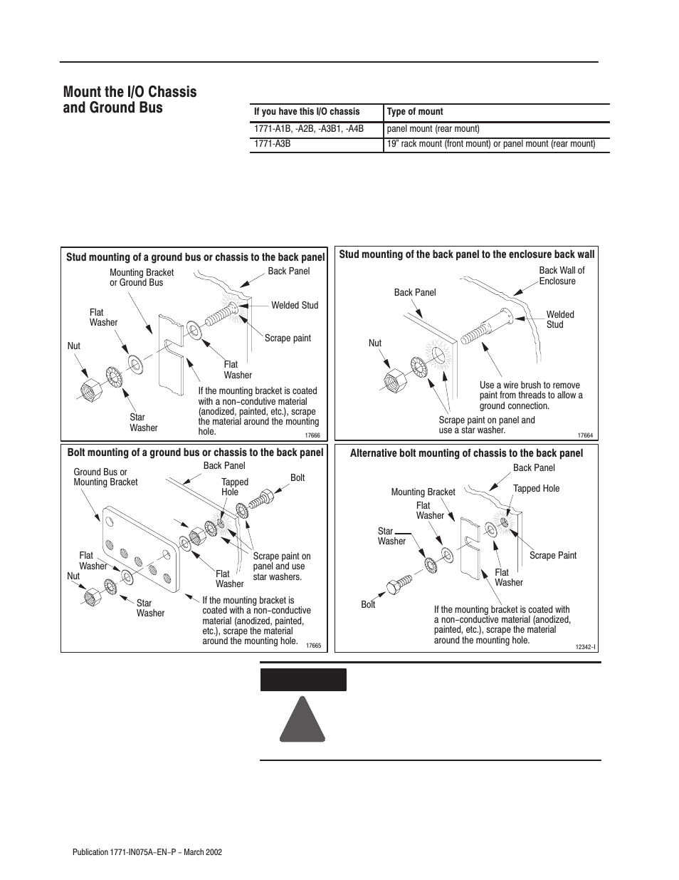 Mount the i/o chassis and ground bus | Rockwell Automation 1771-A1B_A2B_A3B_A3B1_A4B SERIES B Universal I/O Chassis Installation Instructions User Manual | Page 8 / 20