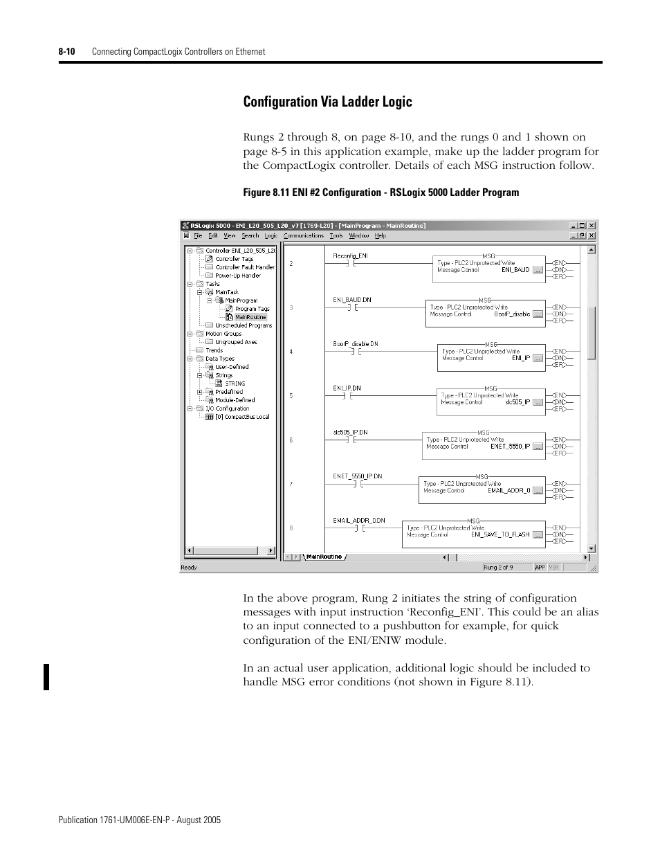 Configuration via ladder logic -10, Configuration via ladder logic | Rockwell Automation 1761-NET-ENIW MicroLogix Ethernet Interface (ENI) User Manual User Manual | Page 102 / 144