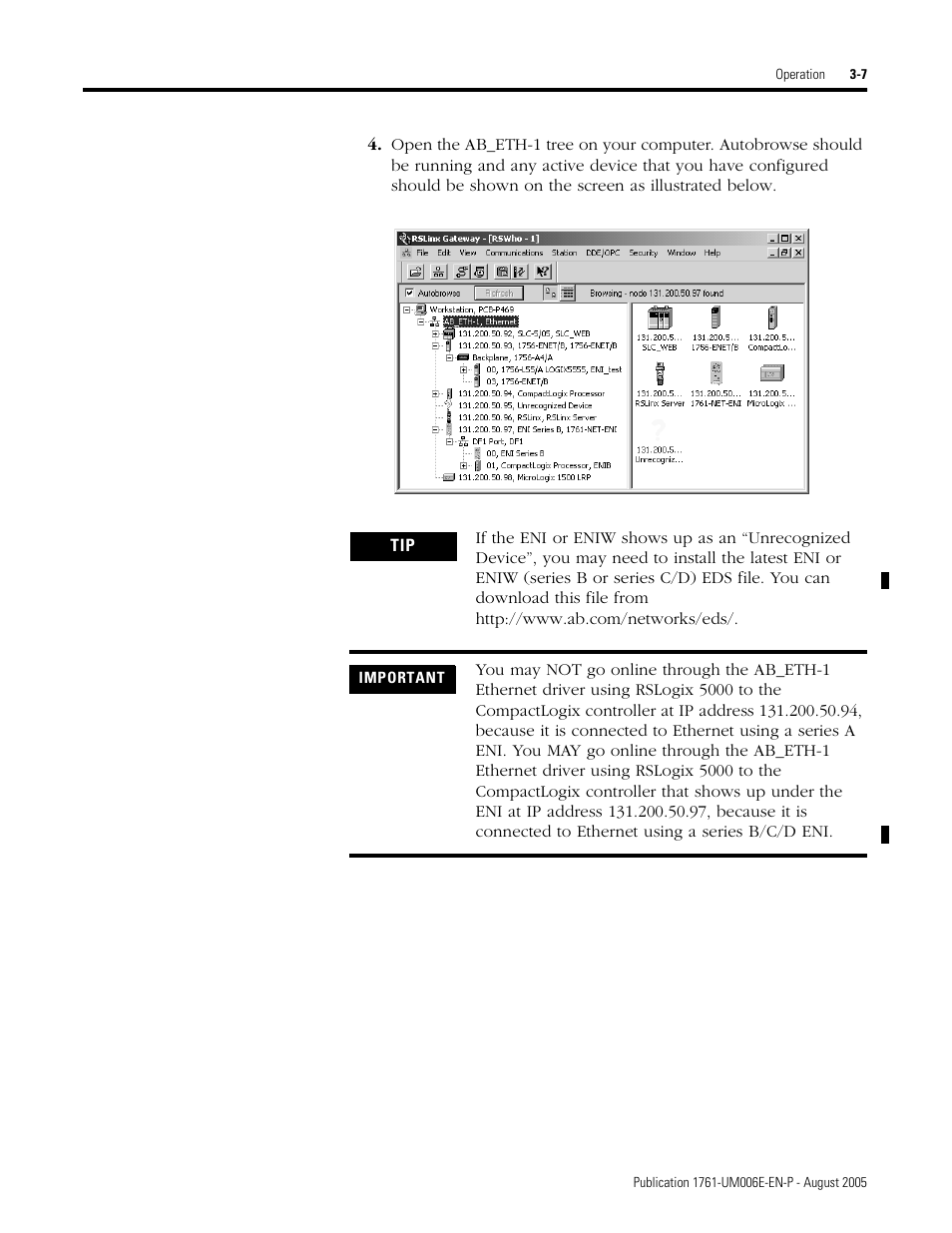 Rockwell Automation 1761-NET-ENIW MicroLogix Ethernet Interface (ENI) User Manual User Manual | Page 37 / 144