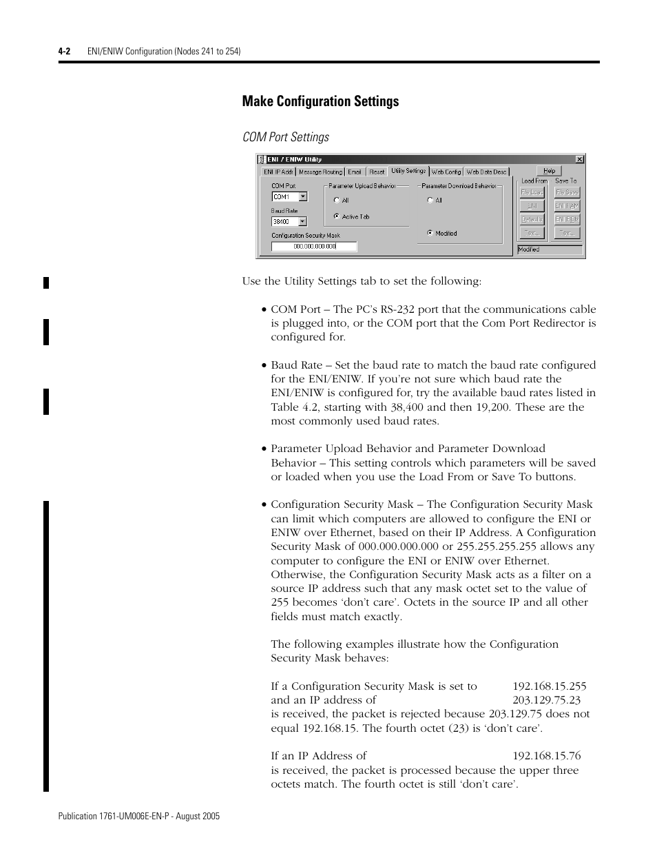 2 to 4-4, Make configuration settings -2, Make configuration settings | Rockwell Automation 1761-NET-ENIW MicroLogix Ethernet Interface (ENI) User Manual User Manual | Page 42 / 144