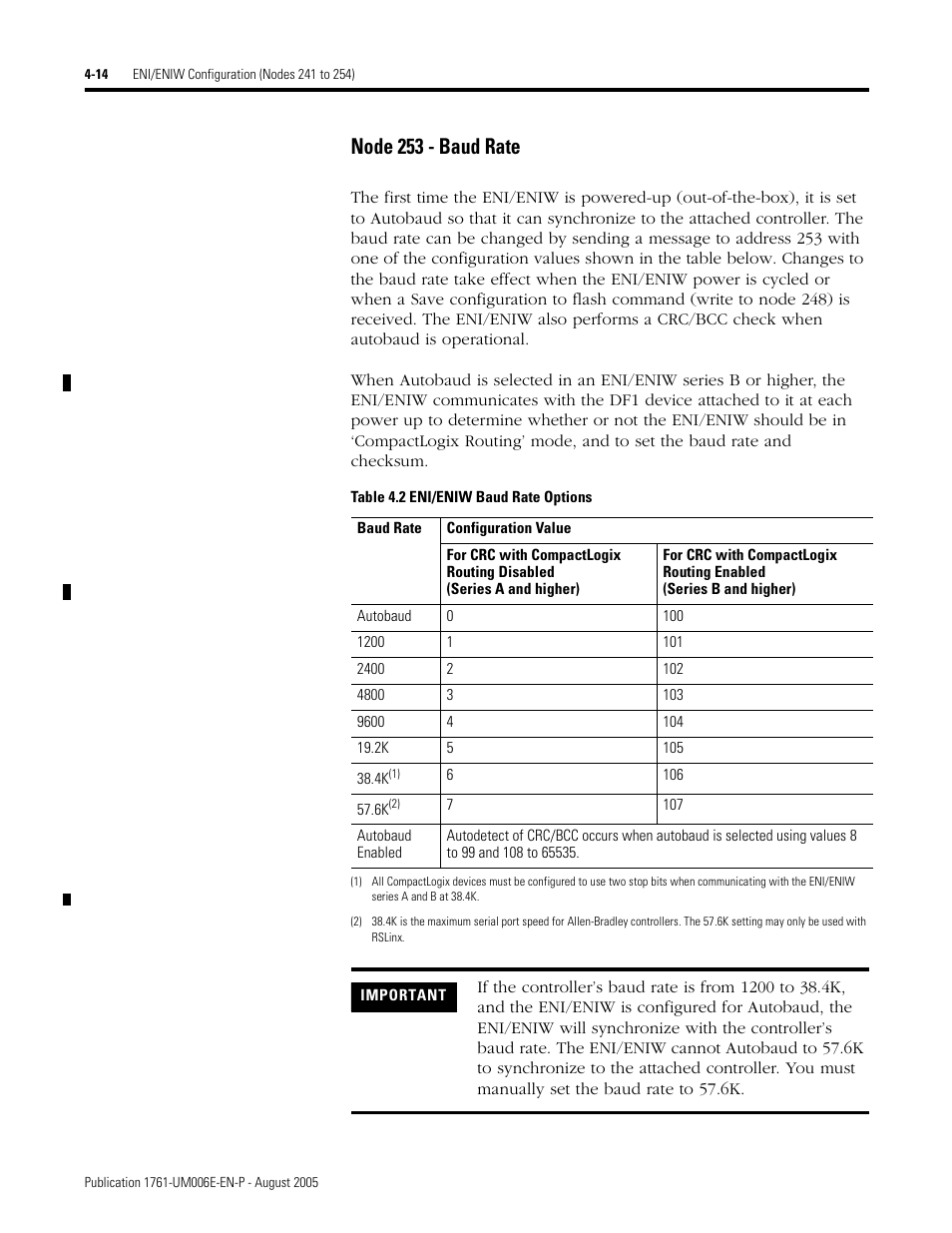 Node 253 - baud rate -14, Node 253 - baud rate | Rockwell Automation 1761-NET-ENIW MicroLogix Ethernet Interface (ENI) User Manual User Manual | Page 54 / 144