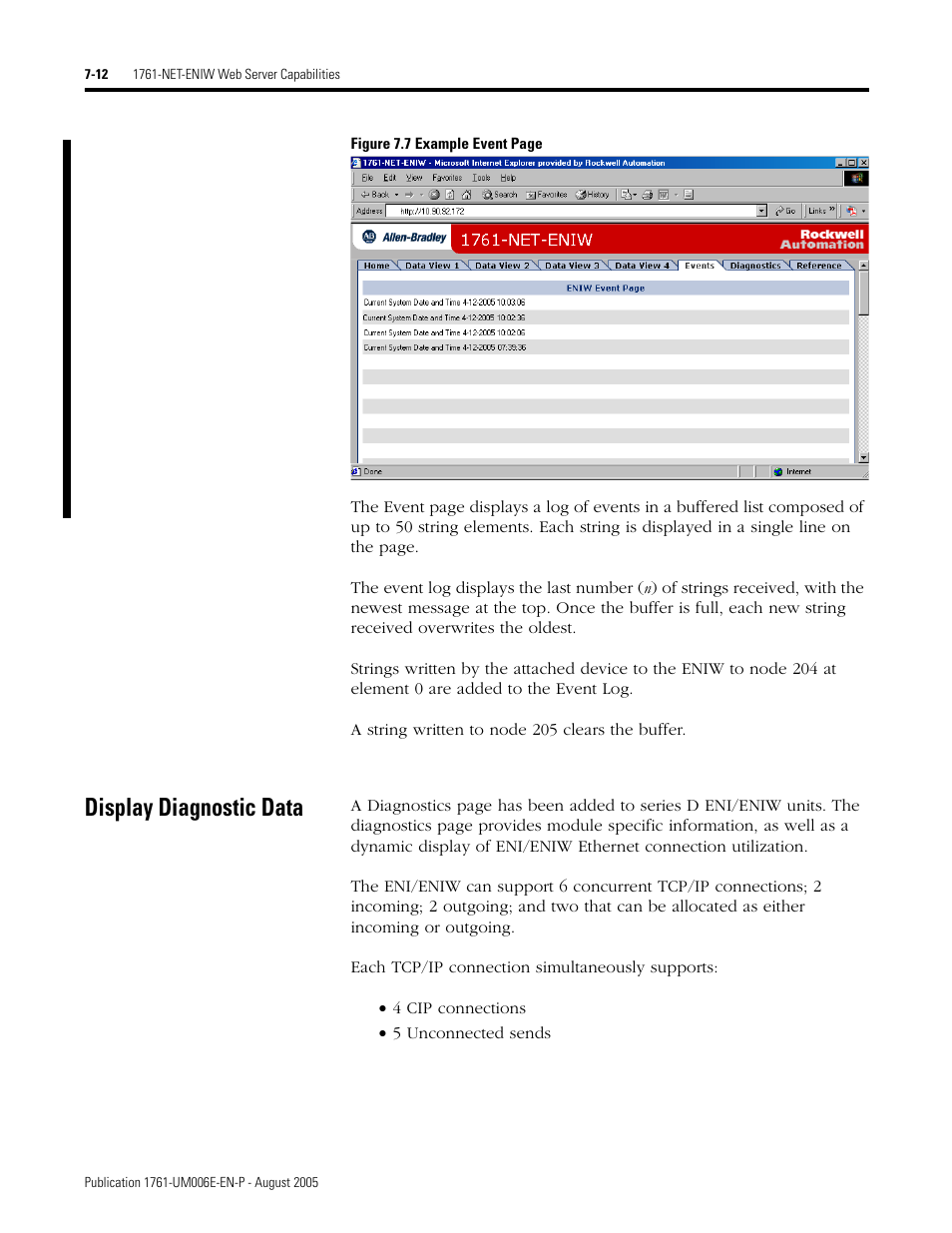 Display diagnostic data, Display diagnostic data -12 | Rockwell Automation 1761-NET-ENIW MicroLogix Ethernet Interface (ENI) User Manual User Manual | Page 88 / 144