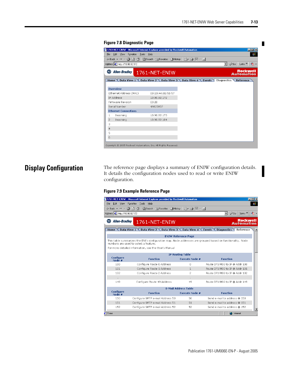 Display configuration, Display configuration -13 | Rockwell Automation 1761-NET-ENIW MicroLogix Ethernet Interface (ENI) User Manual User Manual | Page 89 / 144