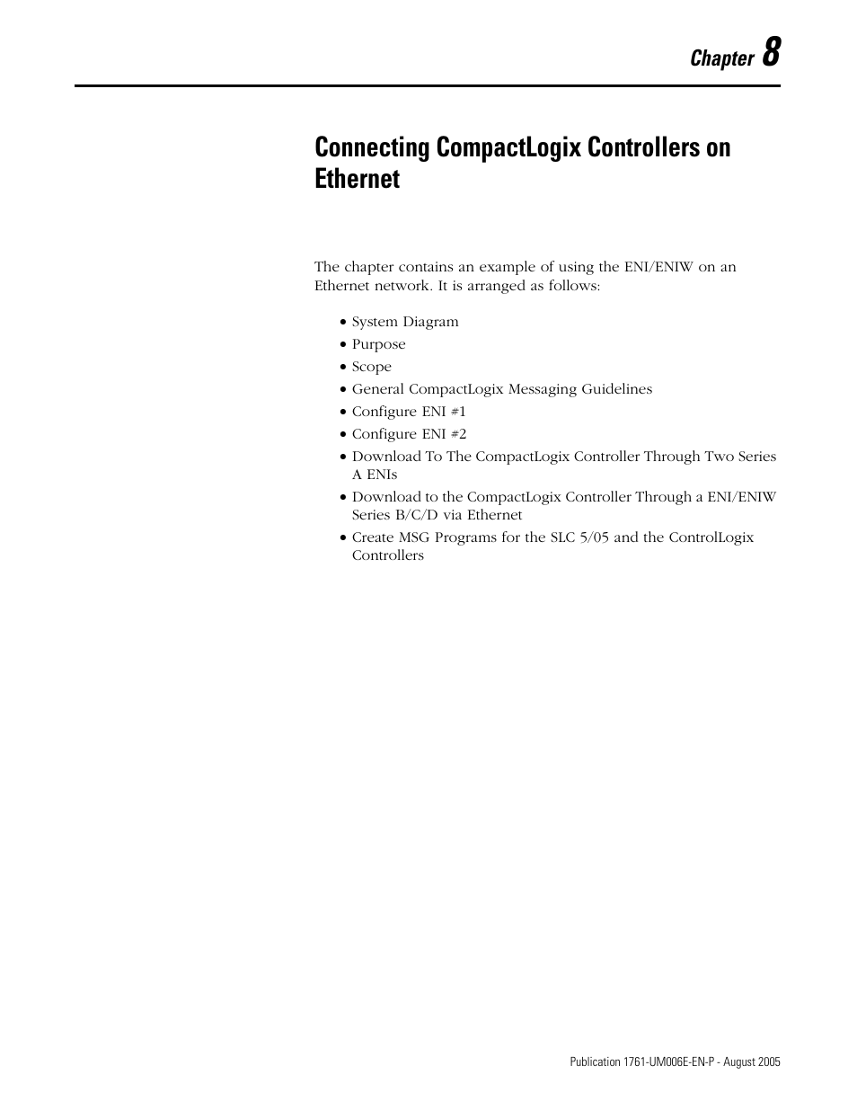 Chapter 8, Connecting compactlogix controllers on ethernet | Rockwell Automation 1761-NET-ENIW MicroLogix Ethernet Interface (ENI) User Manual User Manual | Page 93 / 144