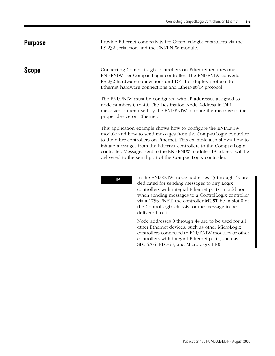 Purpose, Scope, Purpose -3 scope -3 | Rockwell Automation 1761-NET-ENIW MicroLogix Ethernet Interface (ENI) User Manual User Manual | Page 95 / 144