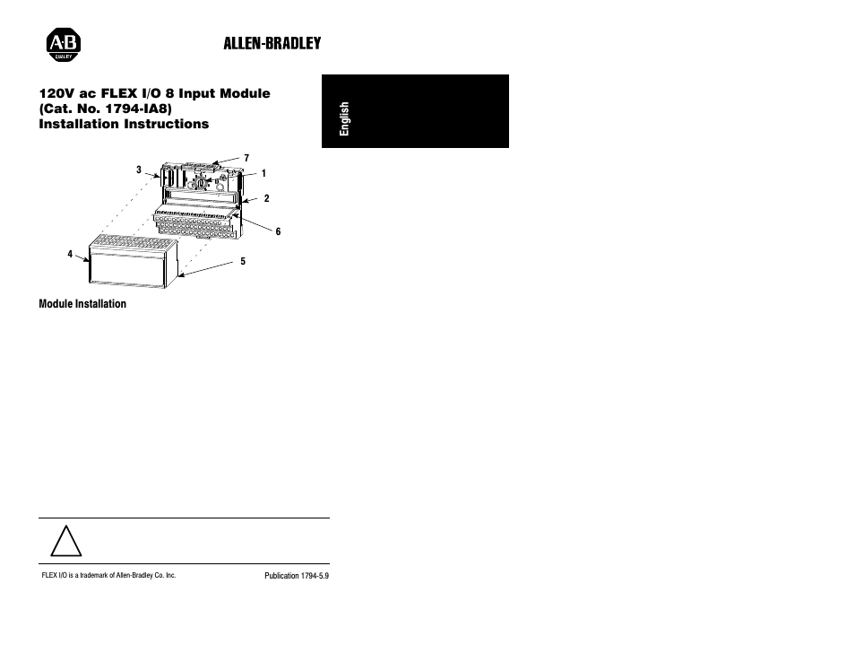 Rockwell Automation 1794-IA8 INSTL INST 8 INPUT MODULE User Manual | 10 pages