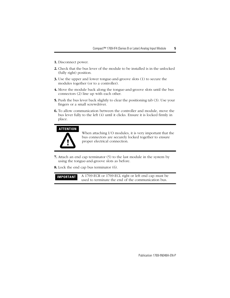 Rockwell Automation 1769-IF4 Compact (Series B or Later) Analog Input Module User Manual | Page 5 / 24