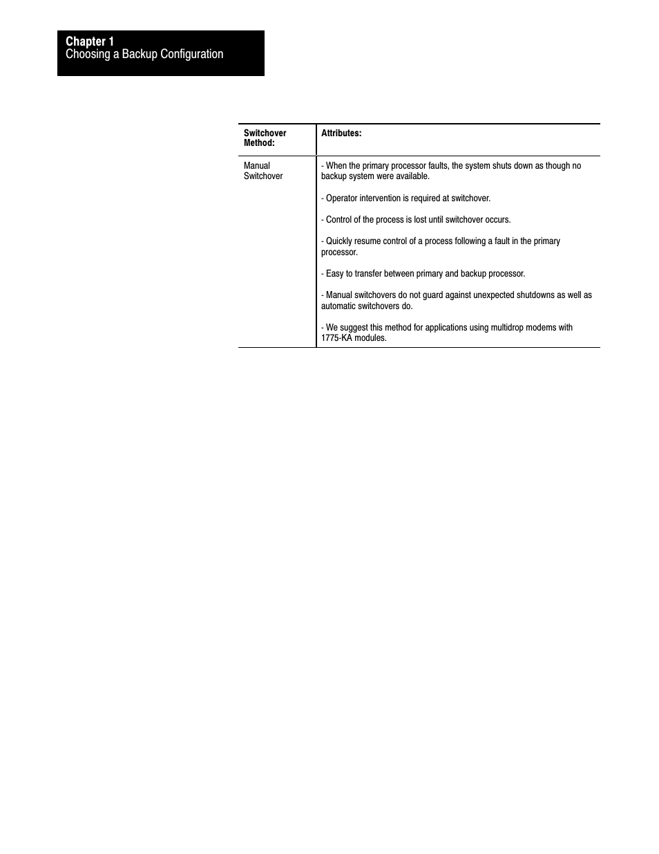 Choosing a backup configuration chapter 1 | Rockwell Automation 1775-MX_S4A,D17756.3.1 User Manual PLC-3 BACKUP CONC(OR.DU1 User Manual | Page 15 / 119