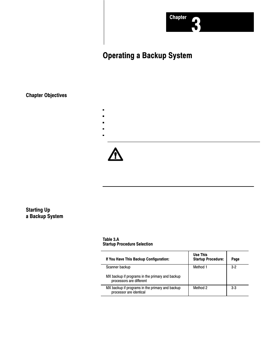 3 - operating a backup system, Operating a backup system | Rockwell Automation 1775-MX_S4A,D17756.3.1 User Manual PLC-3 BACKUP CONC(OR.DU1 User Manual | Page 41 / 119