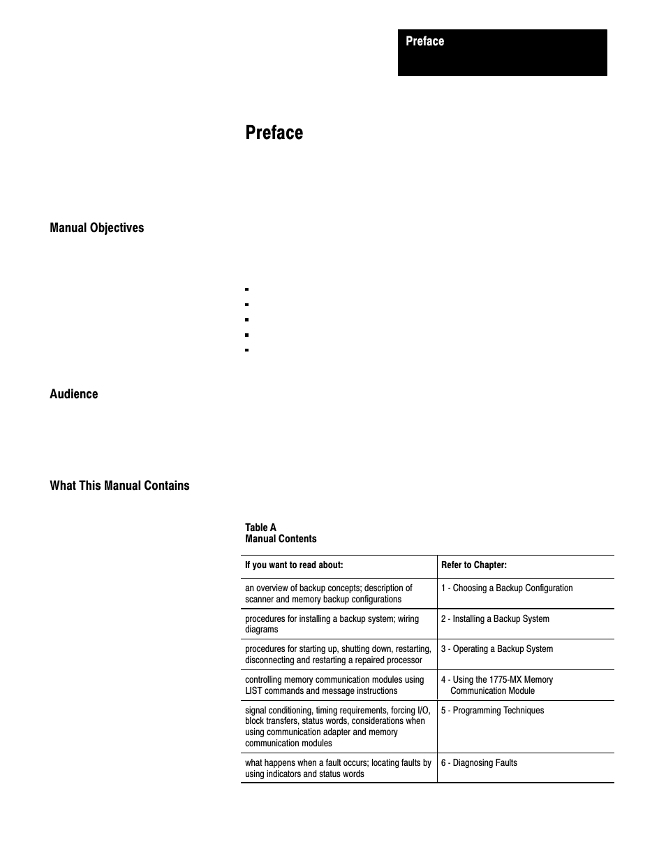 Preface | Rockwell Automation 1775-MX_S4A,D17756.3.1 User Manual PLC-3 BACKUP CONC(OR.DU1 User Manual | Page 5 / 119