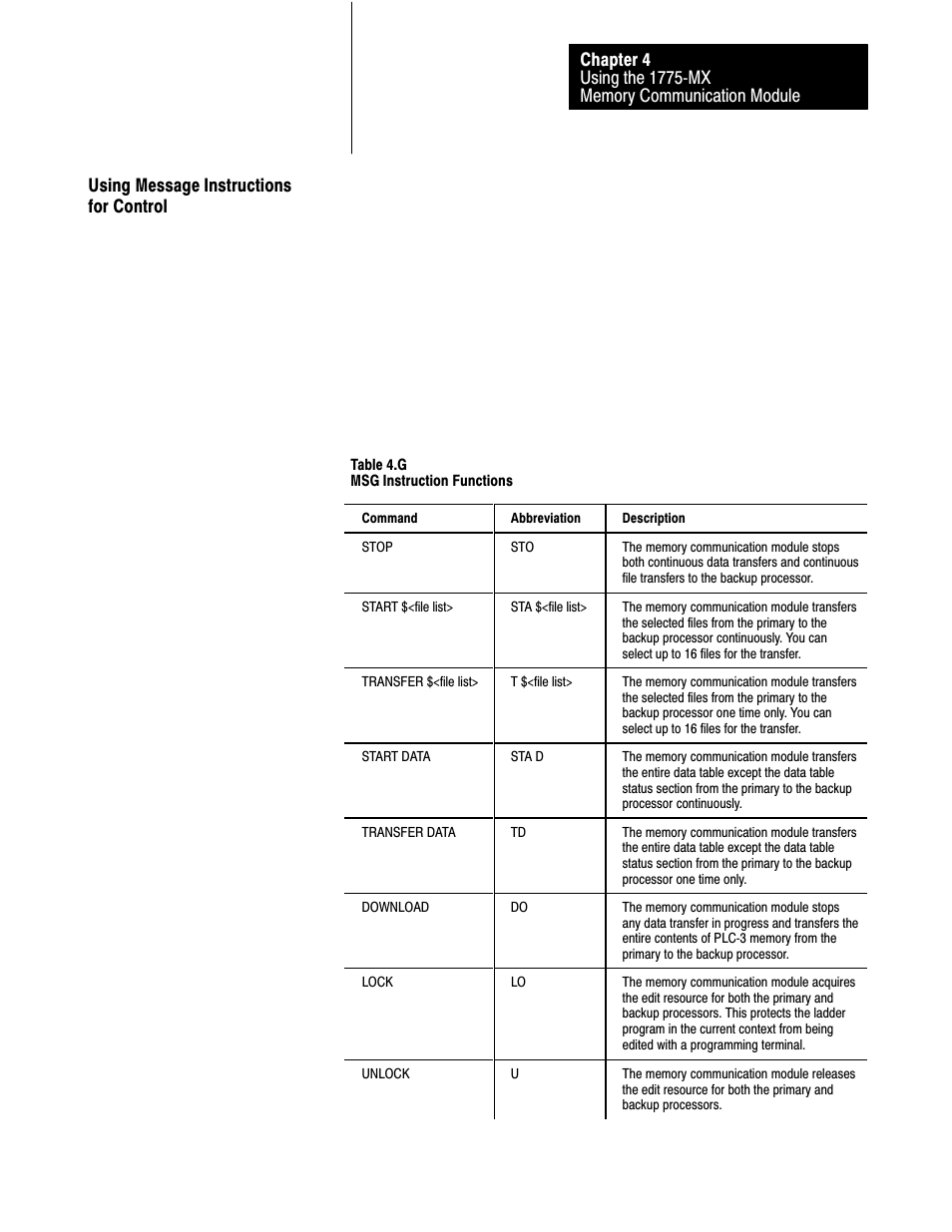 4ć17, Using message instructions for control | Rockwell Automation 1775-MX_S4A,D17756.3.1 User Manual PLC-3 BACKUP CONC(OR.DU1 User Manual | Page 64 / 119