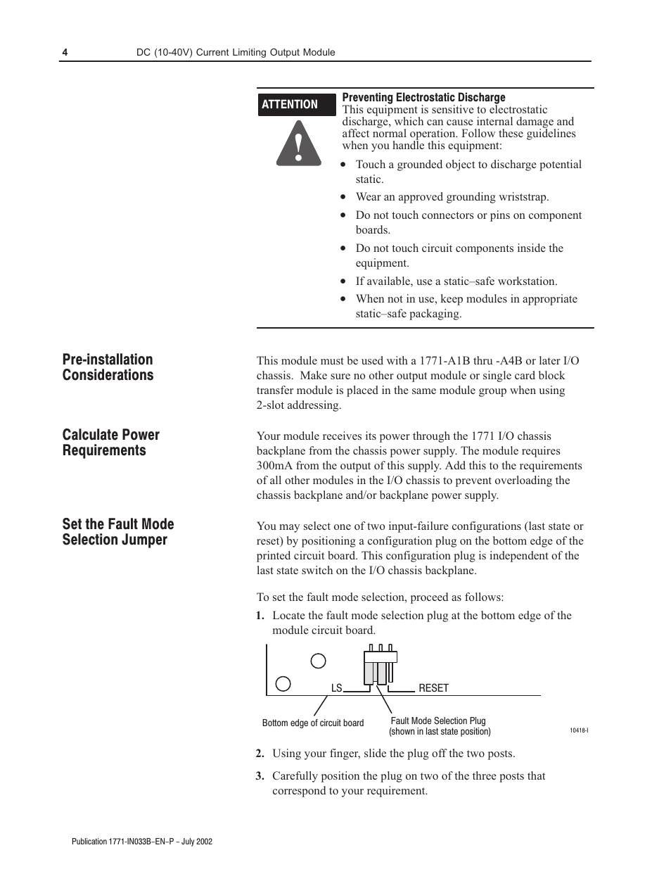 Rockwell Automation 1771-OBDS DC(10-40V)Current Limiting Input Module Installation Instructions User Manual | Page 4 / 16