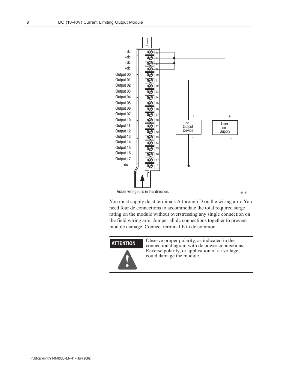 Rockwell Automation 1771-OBDS DC(10-40V)Current Limiting Input Module Installation Instructions User Manual | Page 8 / 16