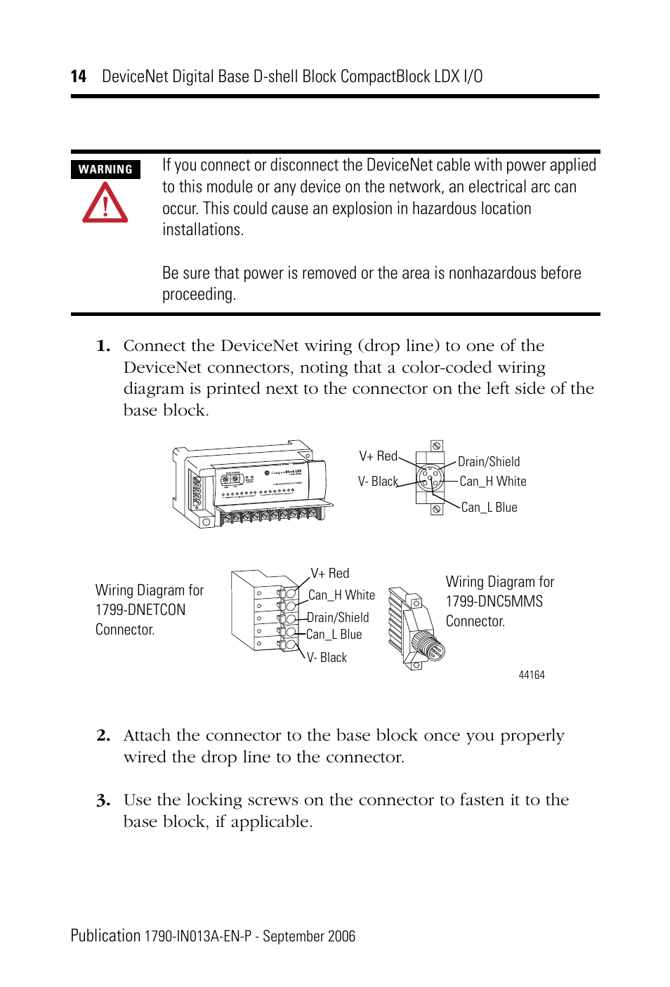 Rockwell Automation 1790D-XXXX DeviceNet Digital Base D-Shell Module CompactBlock LDX I/O Series B User Manual | Page 14 / 24