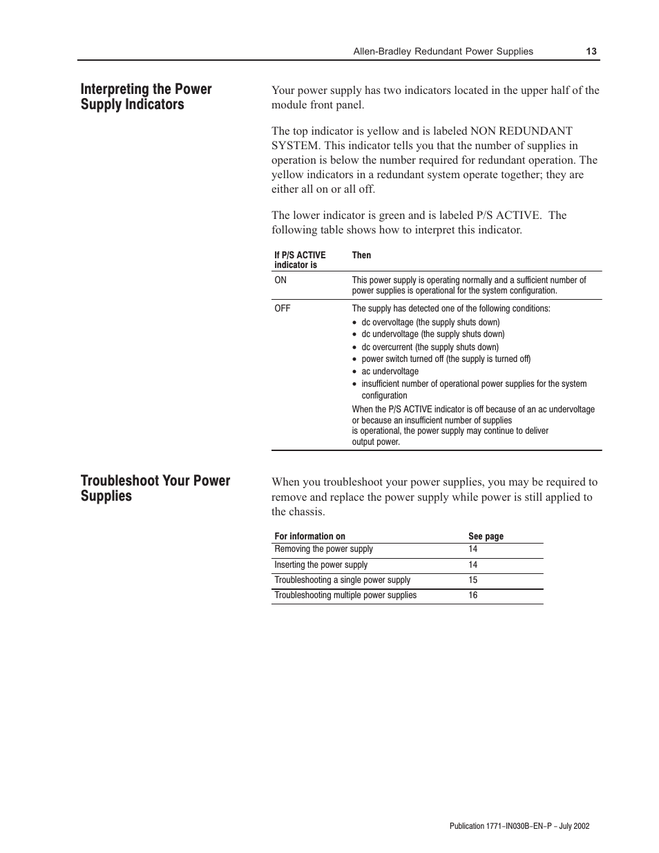 Rockwell Automation 1771-P4R_P6R Allen-Bradley Redundent Power Installation Instructions User Manual | Page 13 / 24