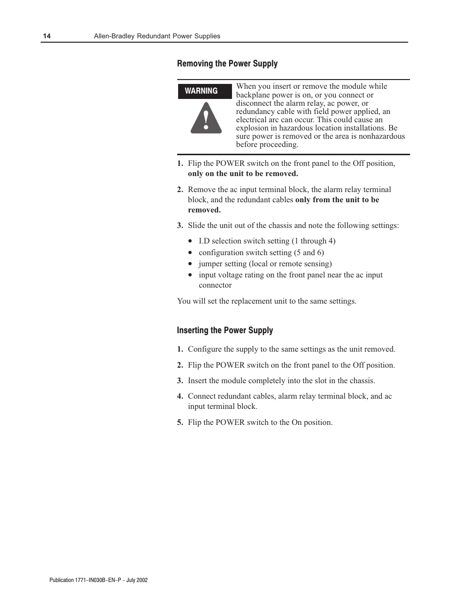 Rockwell Automation 1771-P4R_P6R Allen-Bradley Redundent Power Installation Instructions User Manual | Page 14 / 24