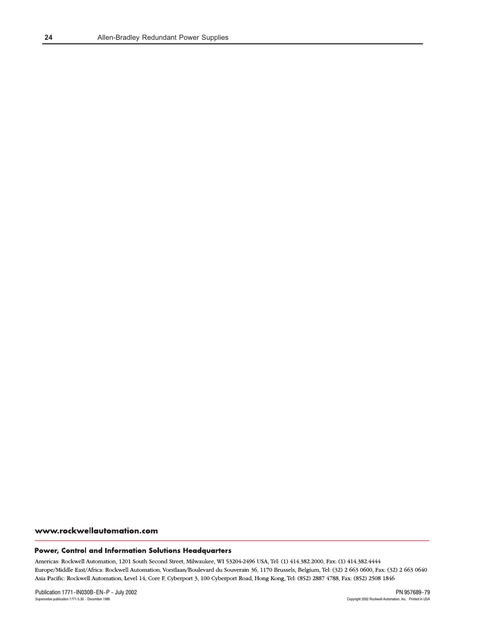 Rockwell Automation 1771-P4R_P6R Allen-Bradley Redundent Power Installation Instructions User Manual | Page 24 / 24