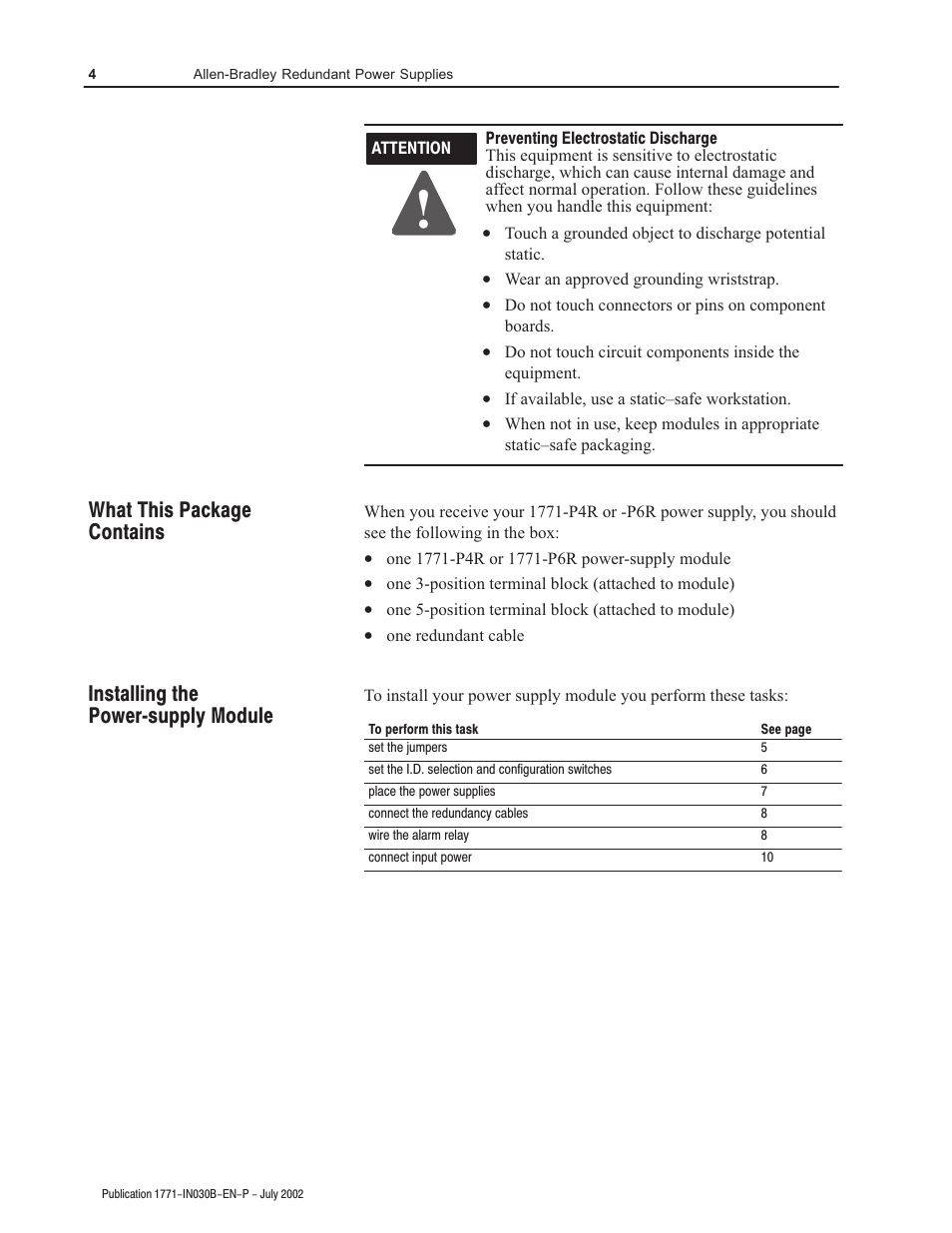 Rockwell Automation 1771-P4R_P6R Allen-Bradley Redundent Power Installation Instructions User Manual | Page 4 / 24