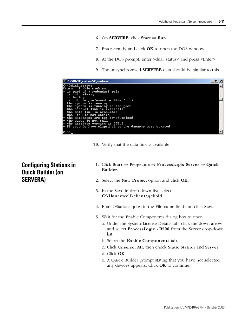 Configuring stations in quick builder (on servera) | Rockwell Automation 1757-SWKIT5100 ProcessLogix R510.0 Installation and Upgrade Guide User Manual | Page 171 / 271