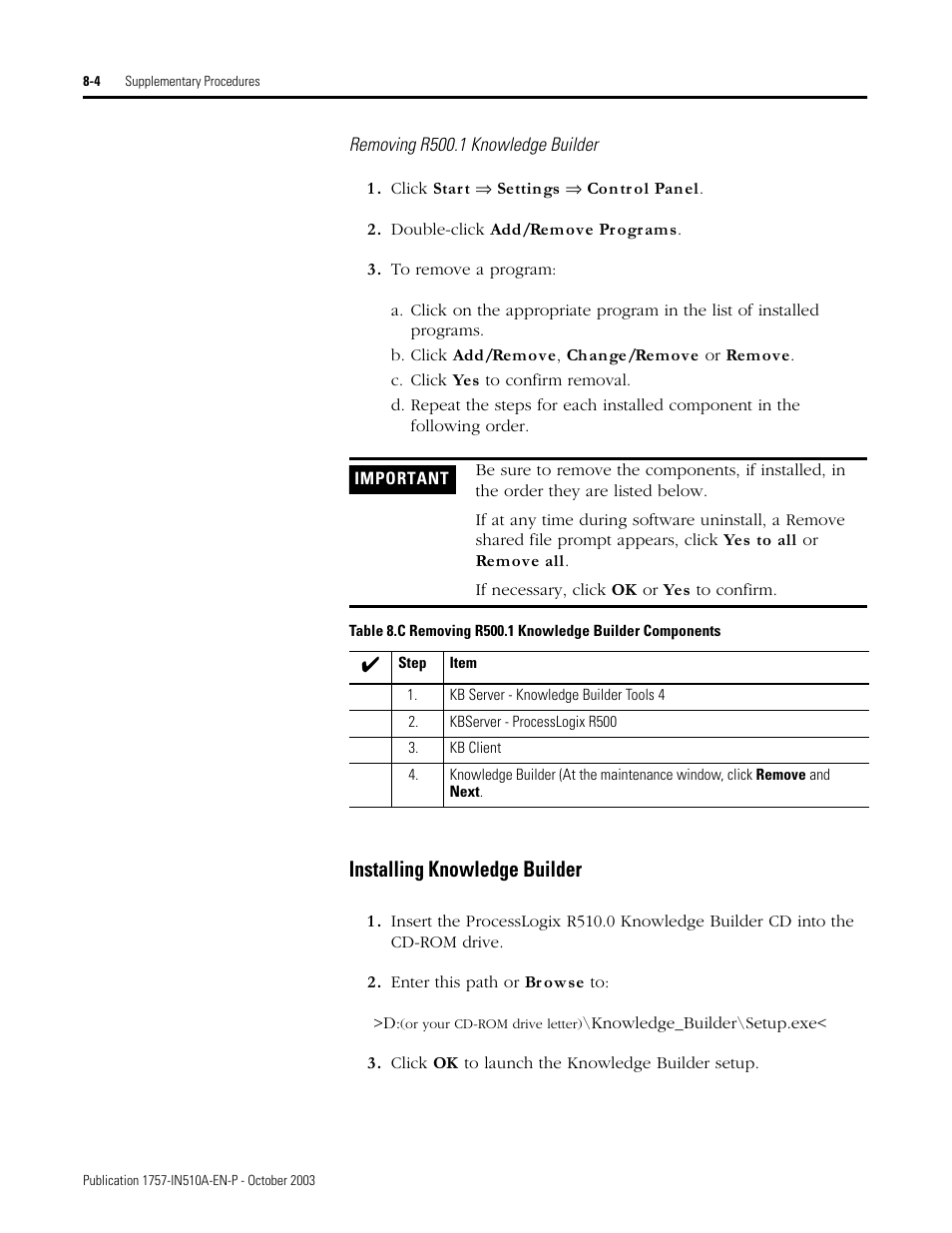 Installing knowledge builder, Installing knowledge builder -4 | Rockwell Automation 1757-SWKIT5100 ProcessLogix R510.0 Installation and Upgrade Guide User Manual | Page 206 / 271
