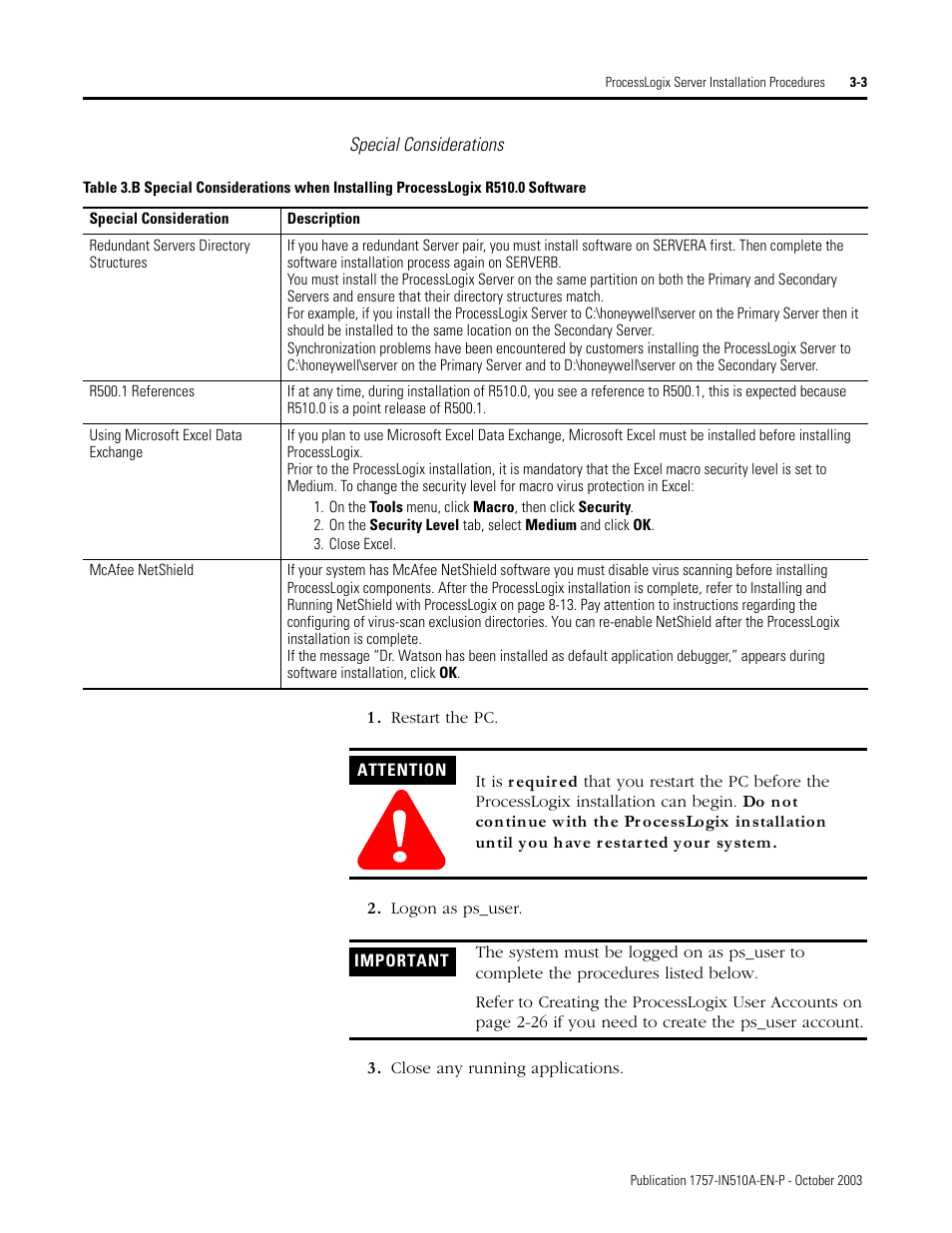 Rockwell Automation 1757-SWKIT5100 ProcessLogix R510.0 Installation and Upgrade Guide User Manual | Page 65 / 271