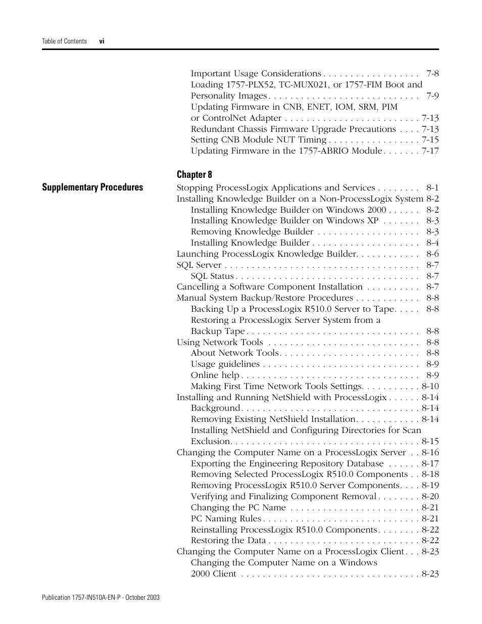 Rockwell Automation 1757-SWKIT5100 ProcessLogix R510.0 Installation and Upgrade Guide User Manual | Page 8 / 271