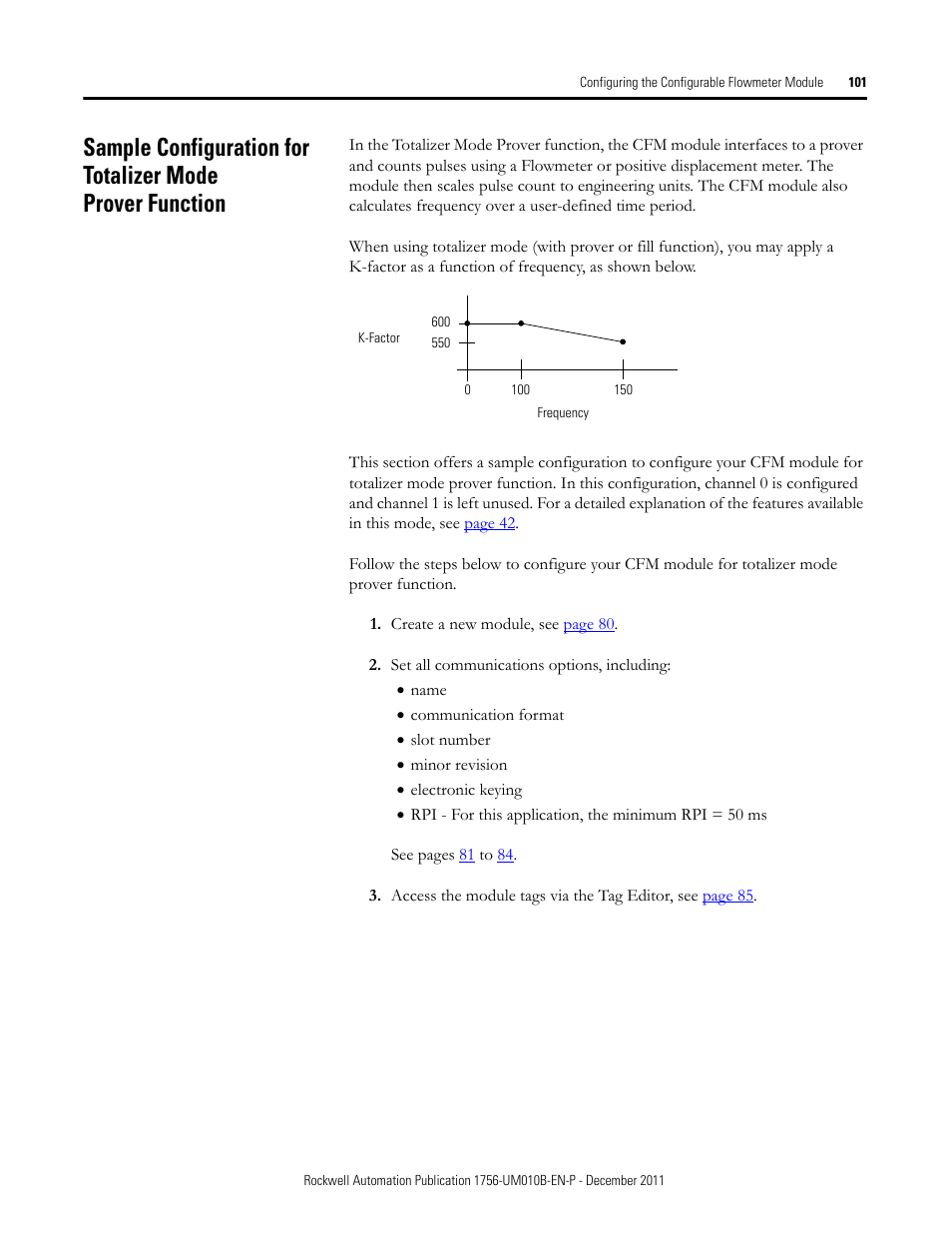 Rockwell Automation 1756-CFM ControlLogix Configurable Flowmeter Module User Manual | Page 101 / 168