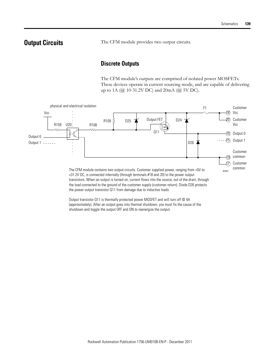 Output circuits, Discrete outputs | Rockwell Automation 1756-CFM ControlLogix Configurable Flowmeter Module User Manual | Page 139 / 168