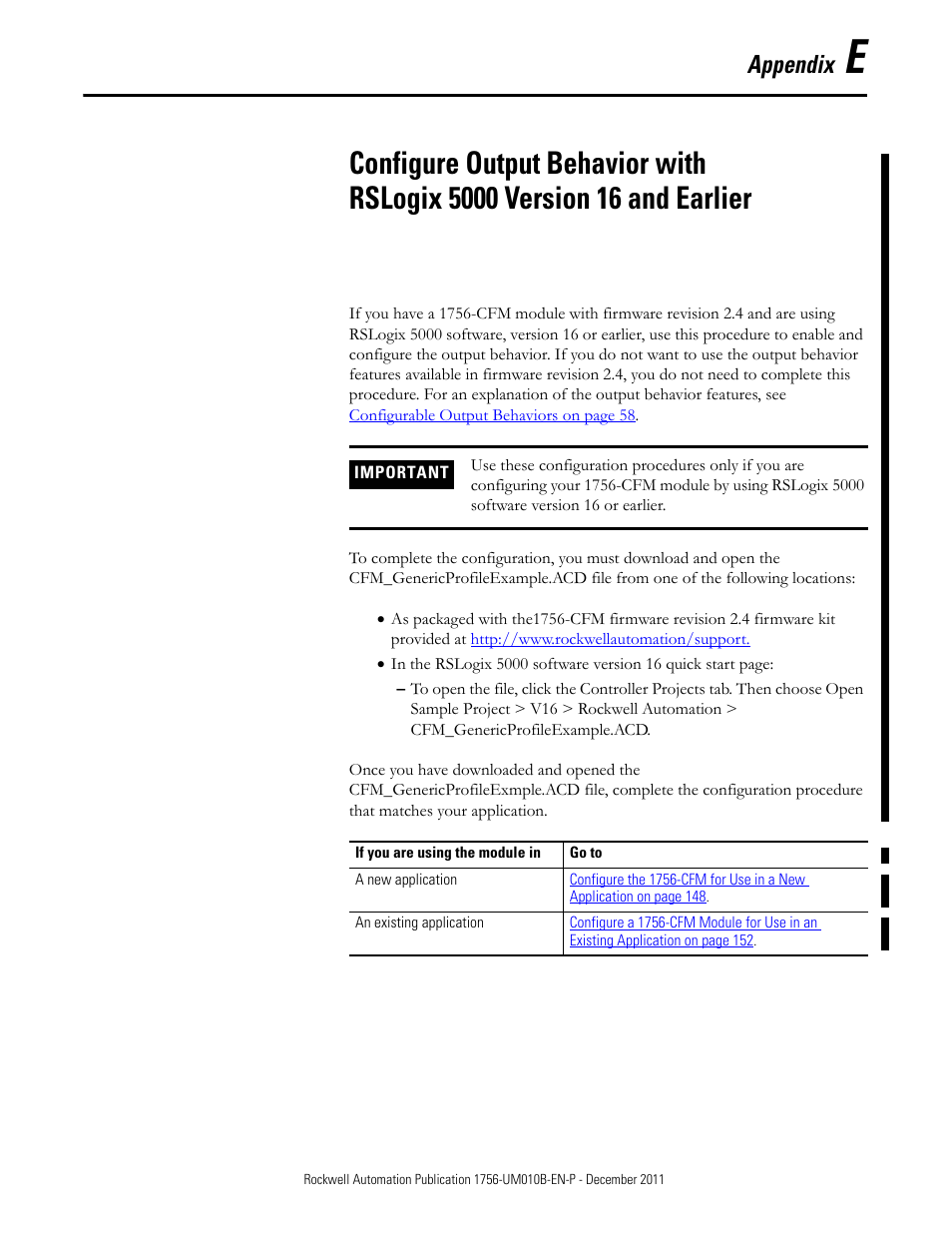 Appendix e, Appendix | Rockwell Automation 1756-CFM ControlLogix Configurable Flowmeter Module User Manual | Page 147 / 168