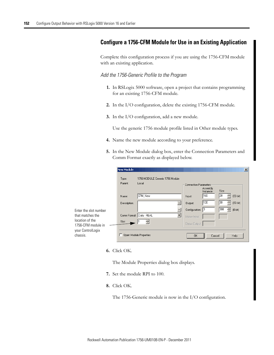 Configure a 1756-cfm module for use in an | Rockwell Automation 1756-CFM ControlLogix Configurable Flowmeter Module User Manual | Page 152 / 168