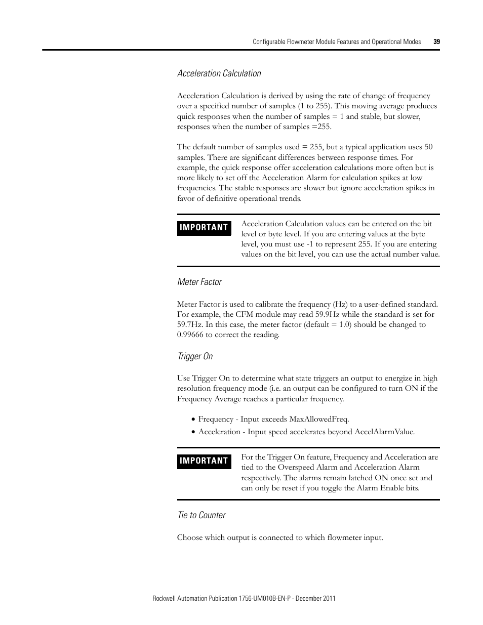Rockwell Automation 1756-CFM ControlLogix Configurable Flowmeter Module User Manual | Page 39 / 168