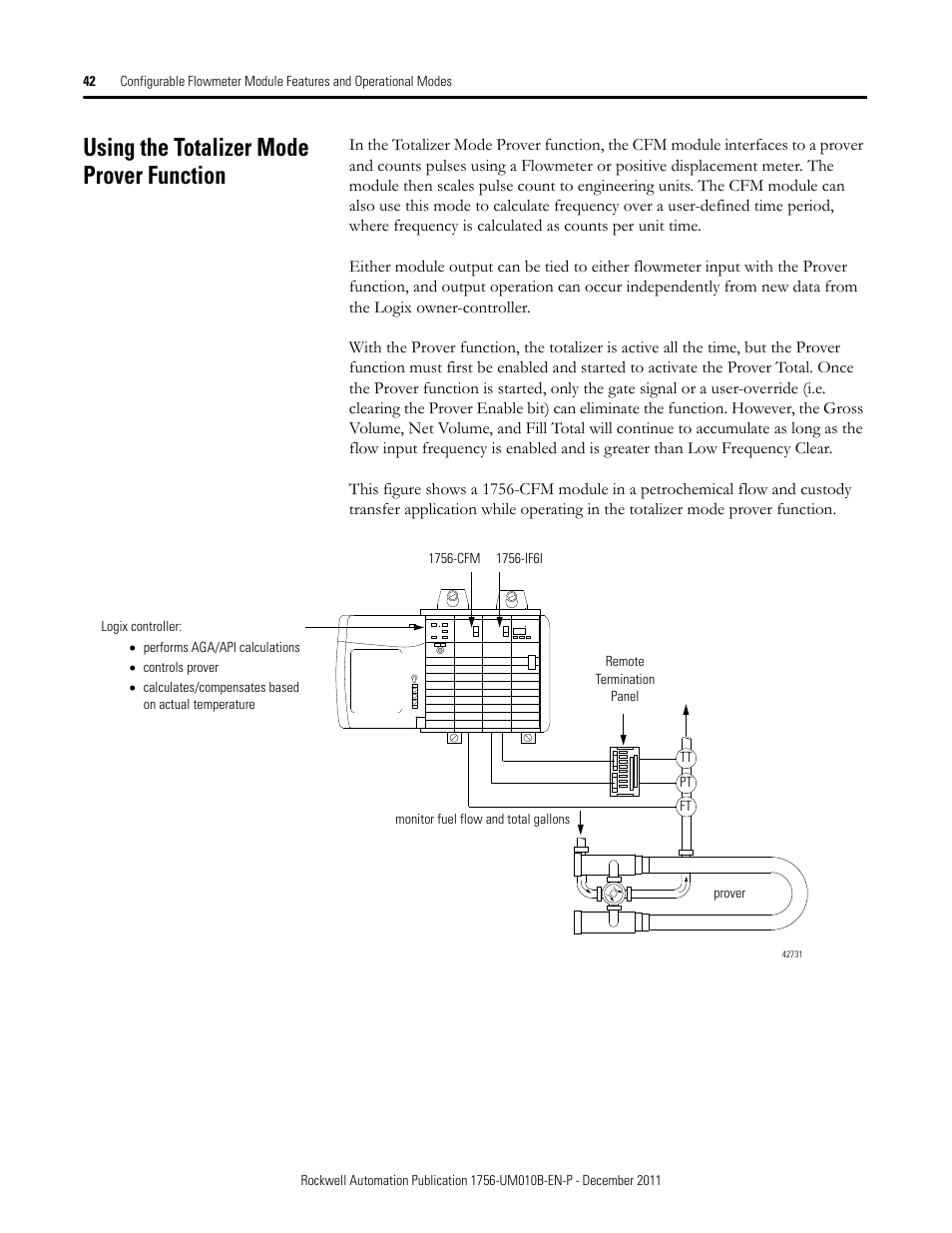 Using the totalizer mode prover function | Rockwell Automation 1756-CFM ControlLogix Configurable Flowmeter Module User Manual | Page 42 / 168