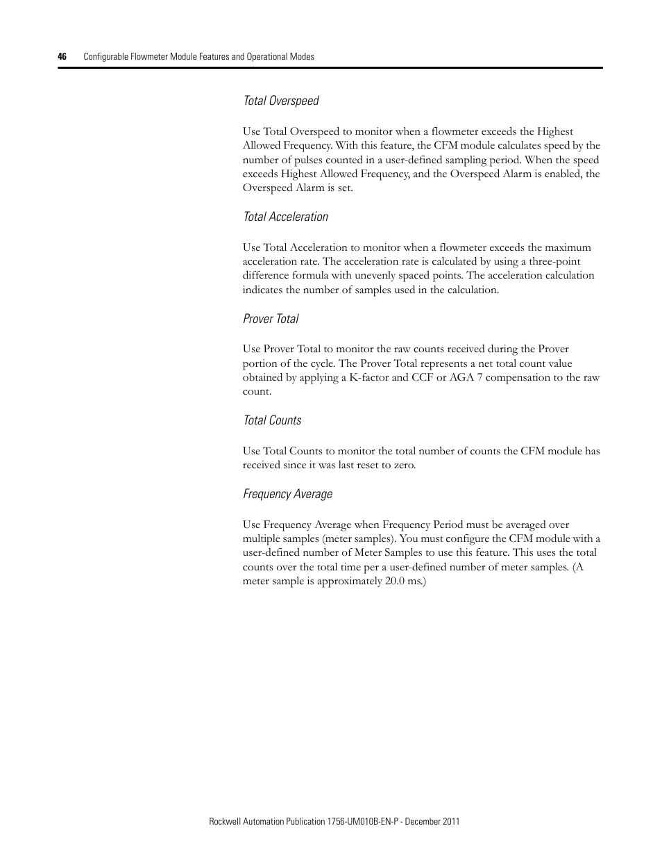 Rockwell Automation 1756-CFM ControlLogix Configurable Flowmeter Module User Manual | Page 46 / 168