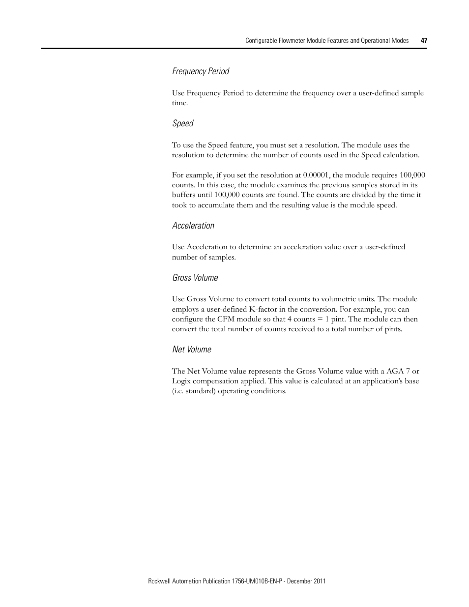 Rockwell Automation 1756-CFM ControlLogix Configurable Flowmeter Module User Manual | Page 47 / 168