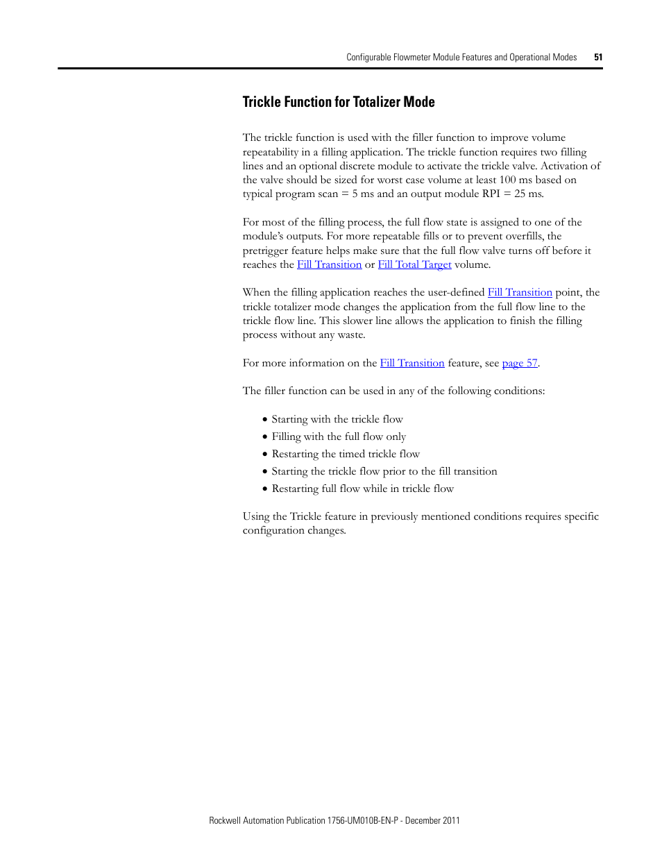 Trickle function for totalizer mode | Rockwell Automation 1756-CFM ControlLogix Configurable Flowmeter Module User Manual | Page 51 / 168