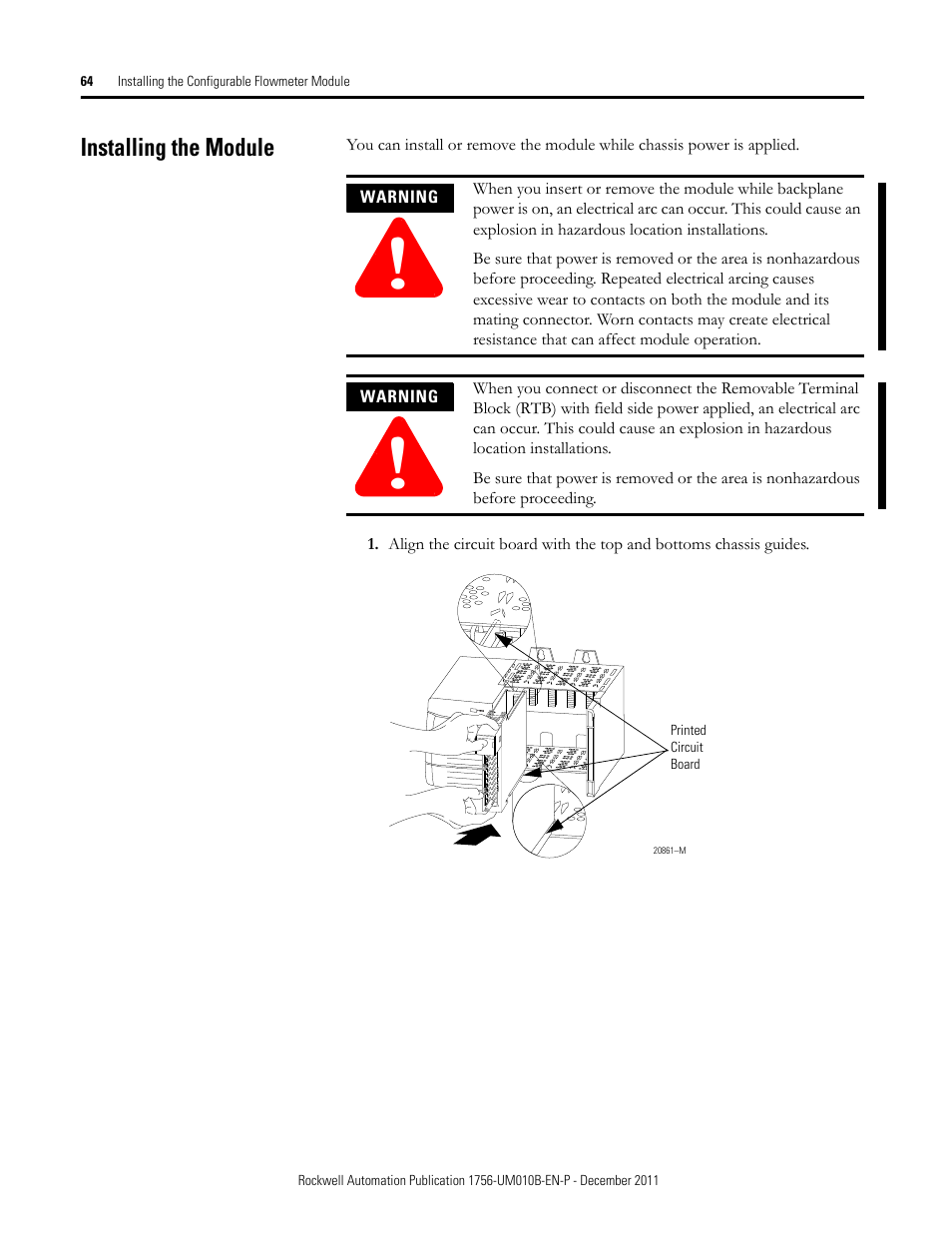 Installing the module | Rockwell Automation 1756-CFM ControlLogix Configurable Flowmeter Module User Manual | Page 64 / 168