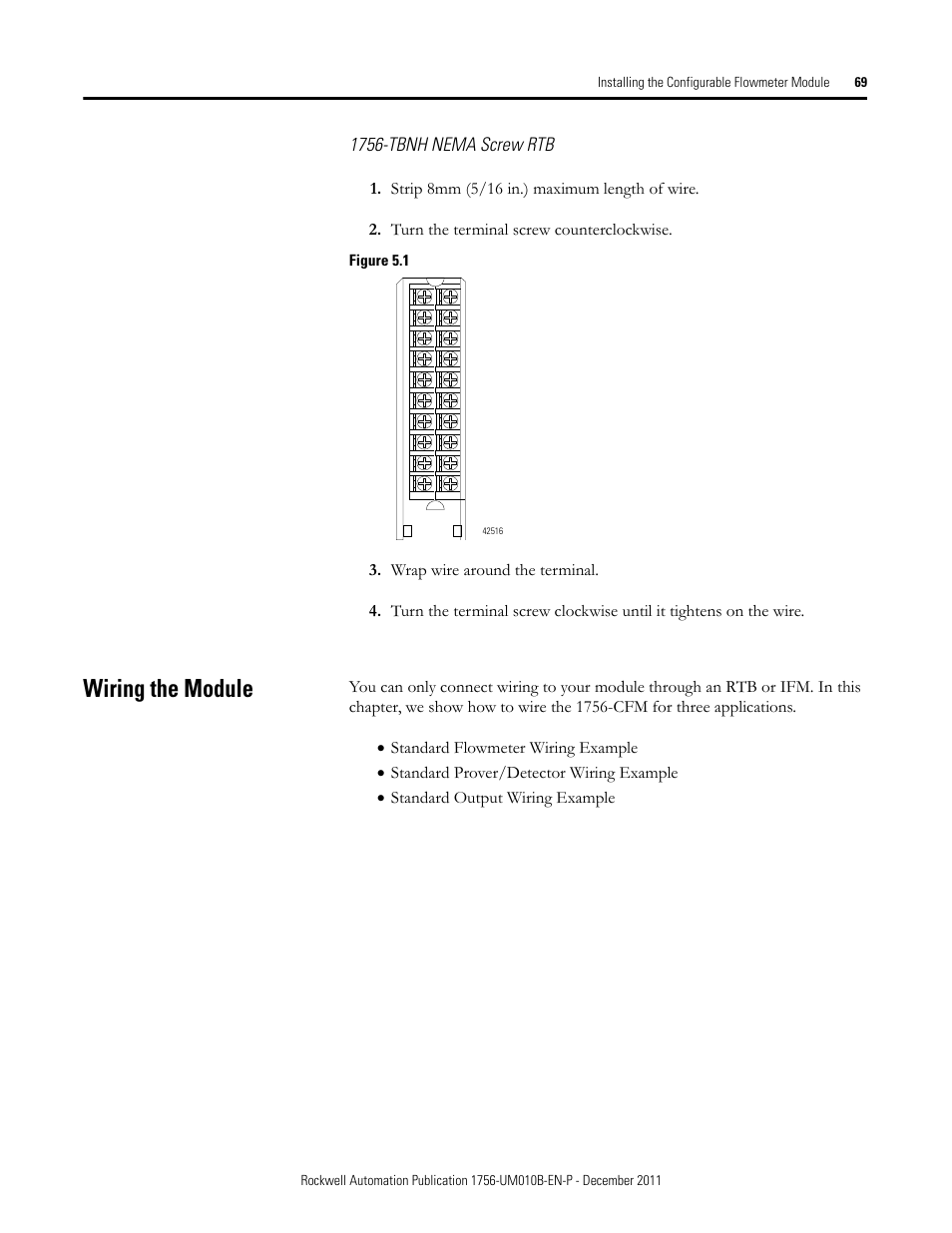 Wiring the module | Rockwell Automation 1756-CFM ControlLogix Configurable Flowmeter Module User Manual | Page 69 / 168
