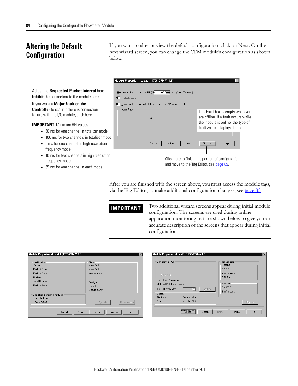 Altering the default configuration | Rockwell Automation 1756-CFM ControlLogix Configurable Flowmeter Module User Manual | Page 84 / 168