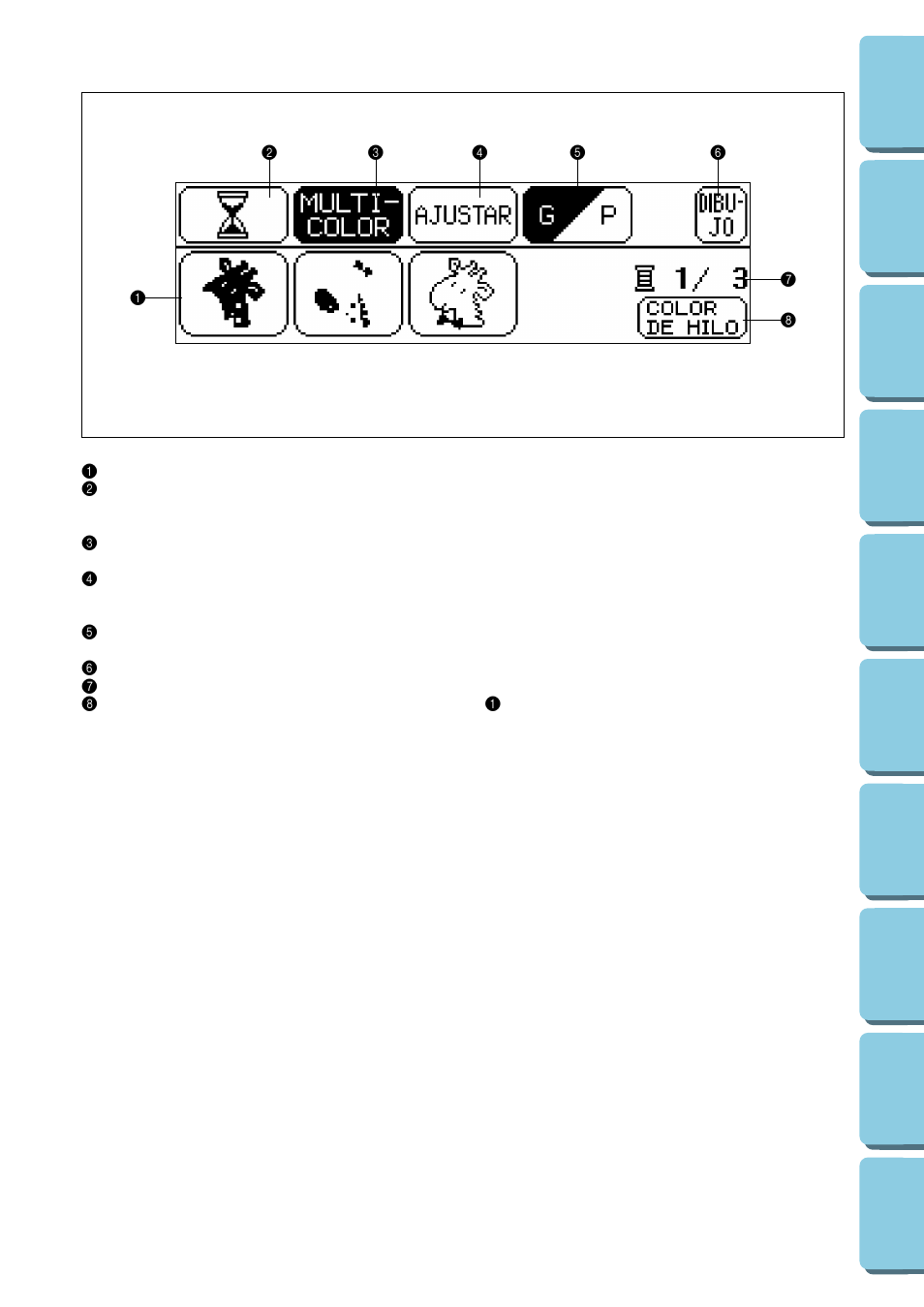 Pantalla a | Brother PERSONAL EMBROIDERY SYSTEM PE-150 User Manual | Page 113 / 146