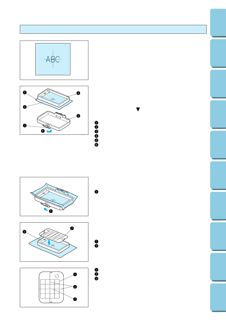Setting the fabric in the embroidery frame | Brother PERSONAL EMBROIDERY SYSTEM PE-150 User Manual | Page 23 / 146