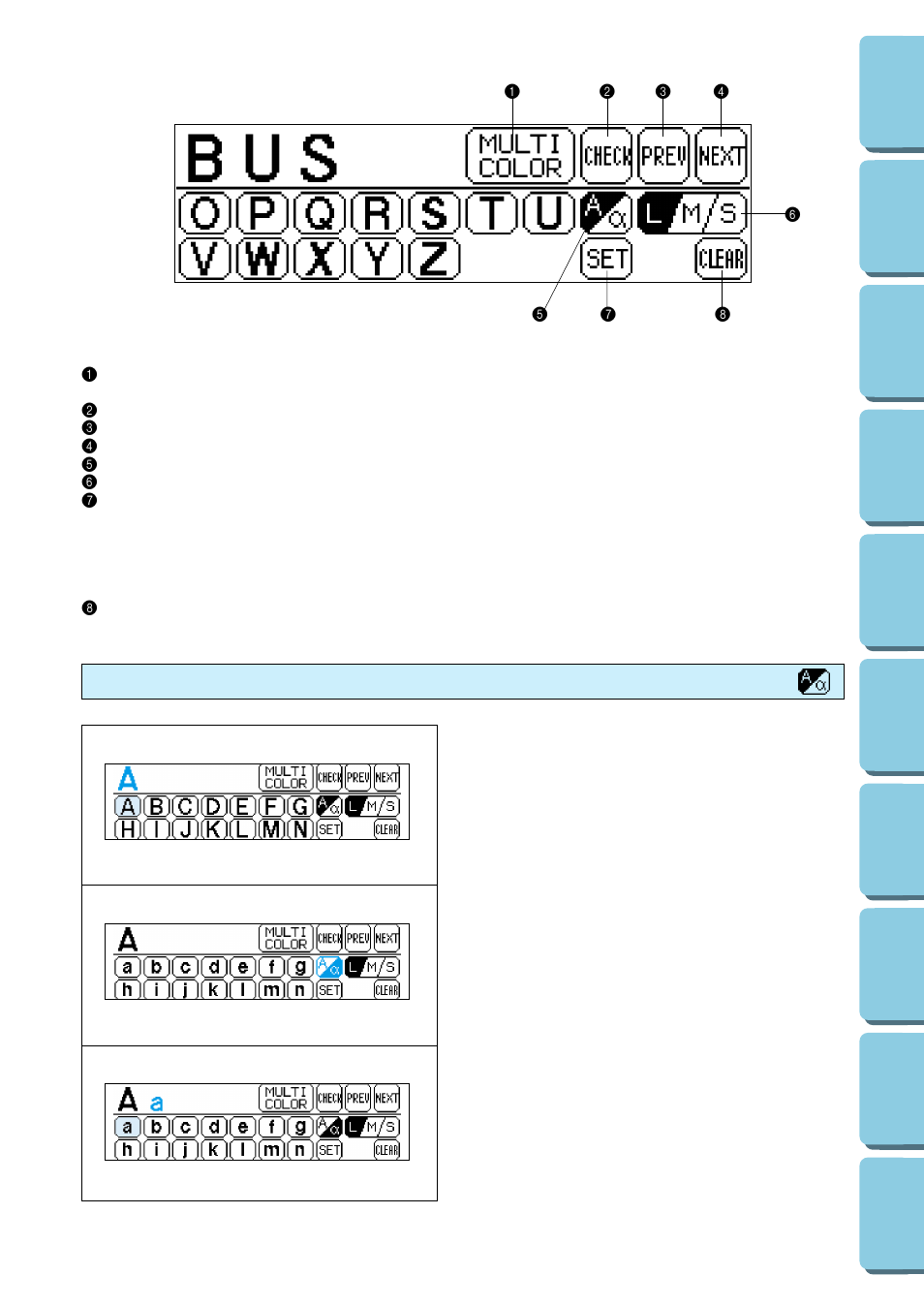 Uppercase & lowercase, Screen a | Brother PERSONAL EMBROIDERY SYSTEM PE-150 User Manual | Page 35 / 146