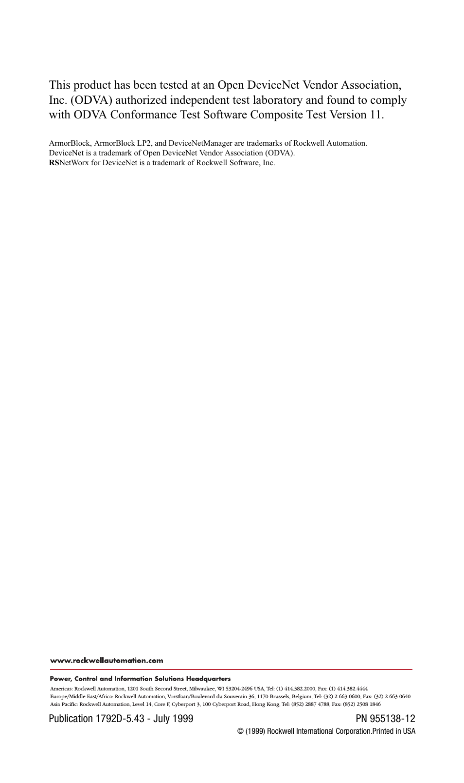 Rockwell Automation 1792D2B0LP ArmorBlock LP2 2 Sinking Input Module User Manual | Page 10 / 10